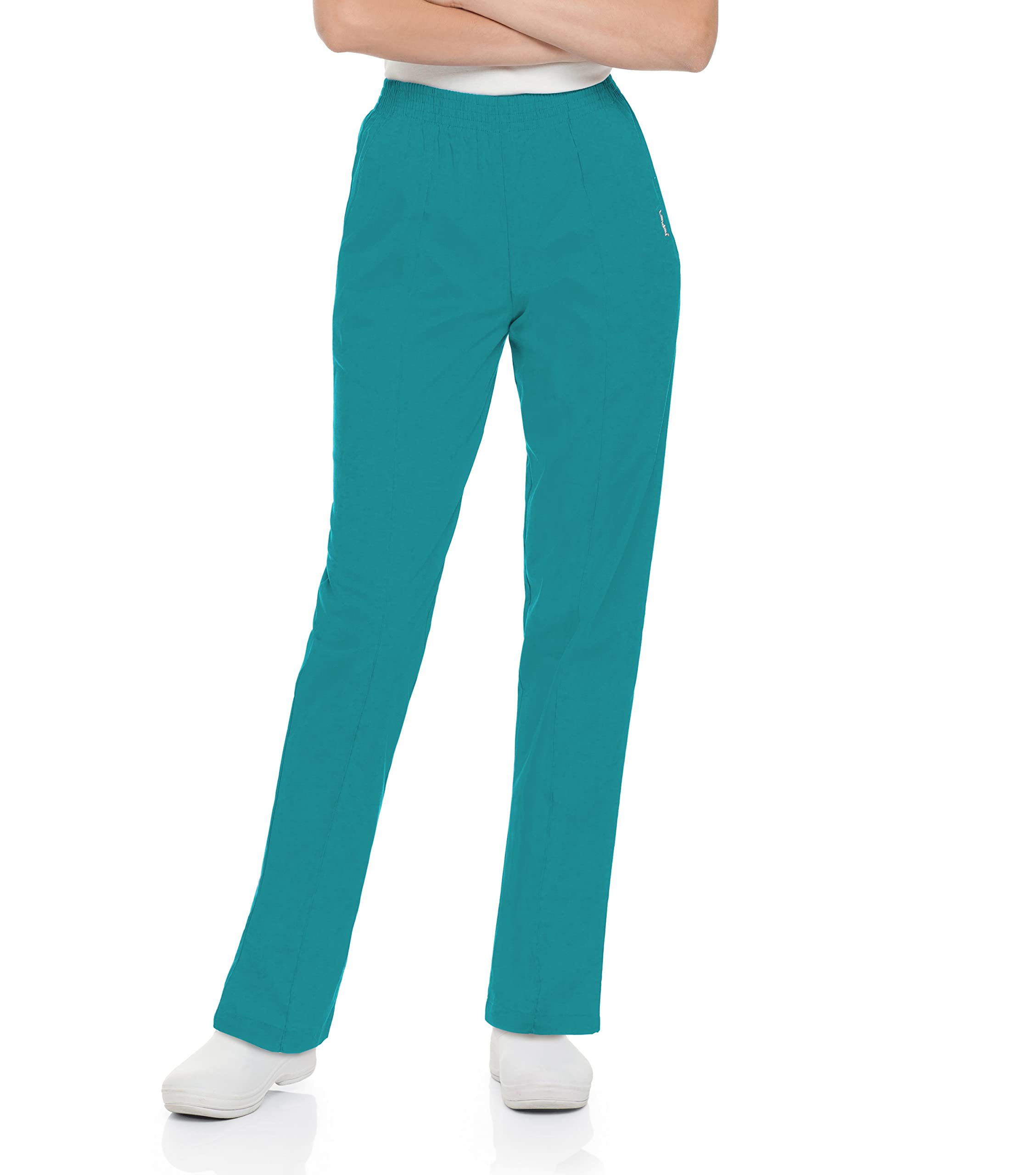 Landau Essentials Women's Relaxed Fit 2-Pocket Elastic Waist Scrub Pants 8320 - Comfortable Medical Uniform for Nurses & Healthcare Professionals - Perfect for Hospital Shifts & Clinical Work