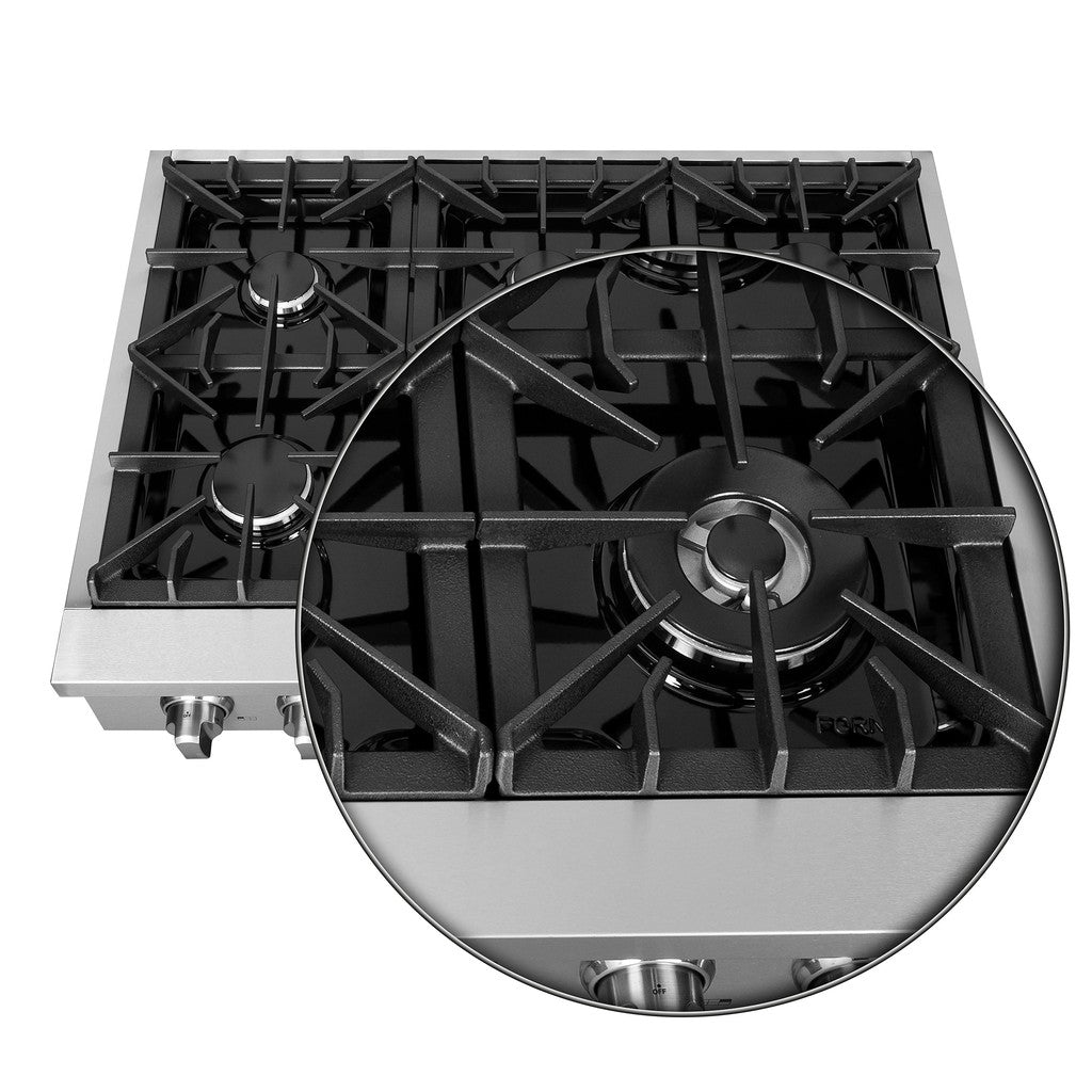 Forno Lseo 36 Inch 6 Burner Stainless Steel Gas Rangetop with Griddle - FCTGS5737 36 | Professional Cooking for Home Chefs & Outdoor Entertaining
