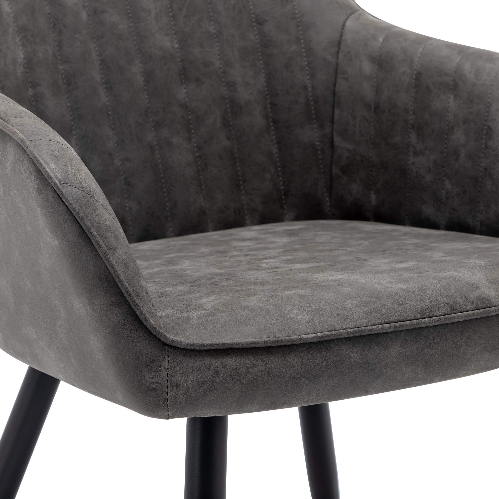 Awonde Set of 2 Faux Leather Accent Chairs - Modern Armchairs with Metal Legs in Gray for Dining Room, Living Room & Office - Perfect for Guest Seating, Home Decor & Small Spaces