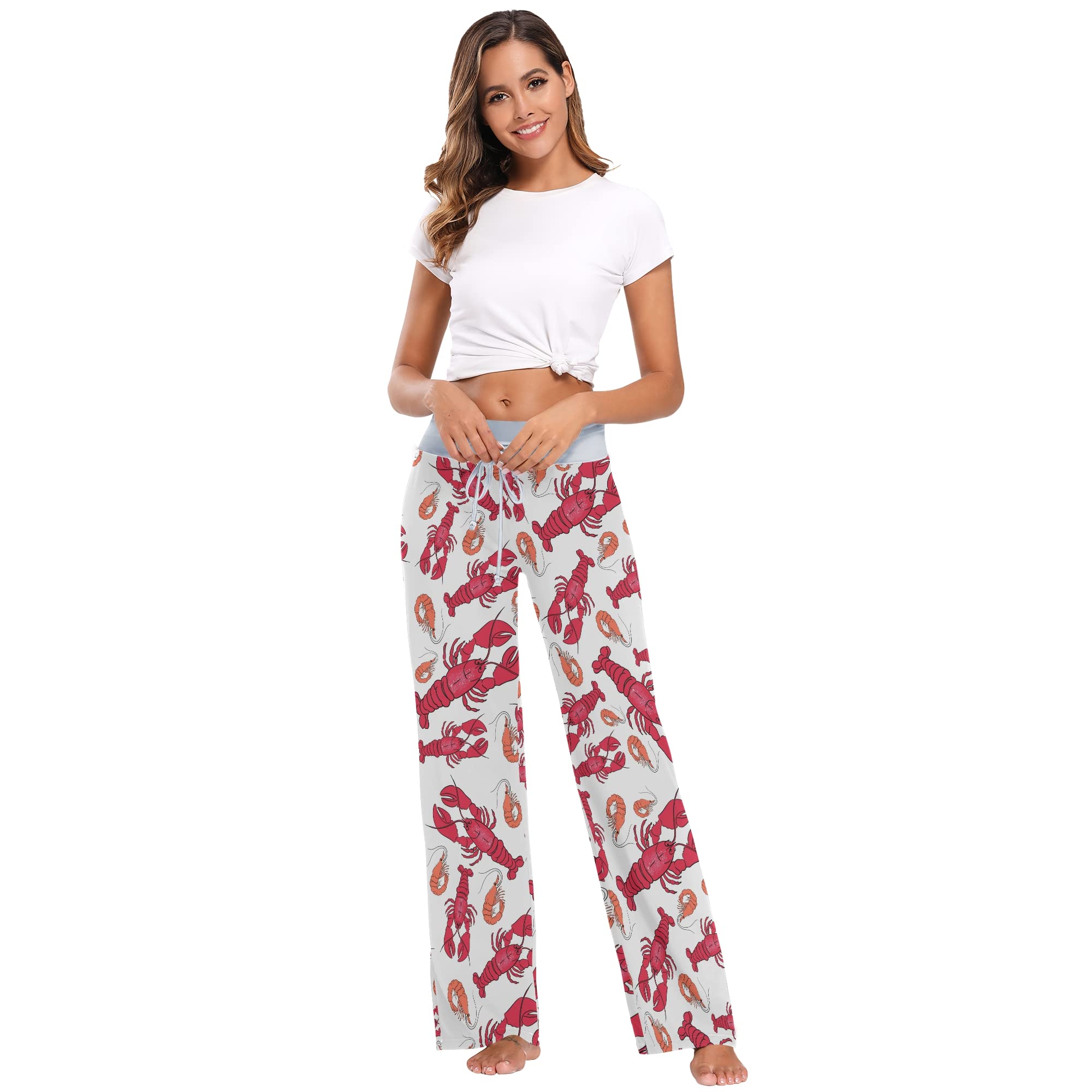 Fisyme Women's Pajama Pants - Soft Lounge Pants with Drawstring, Wide Leg Jogger Sweatpants for Yoga, Sleep & Relaxation at Home