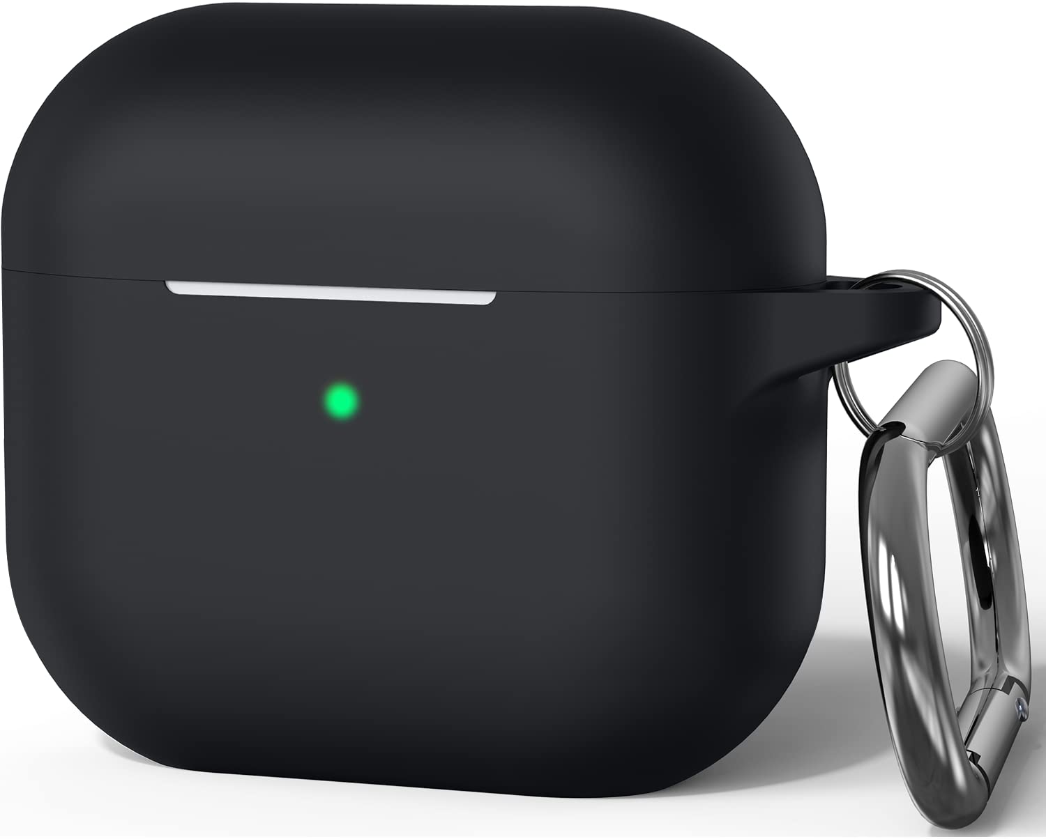 Amniau AirPods 3 Case (2021) - Shockproof Silicone Cover with Keychain & LED Visible Design | Compatible with AirPods 3rd Generation Charging Case | Perfect for Gym, Travel & Daily Protection (Black)