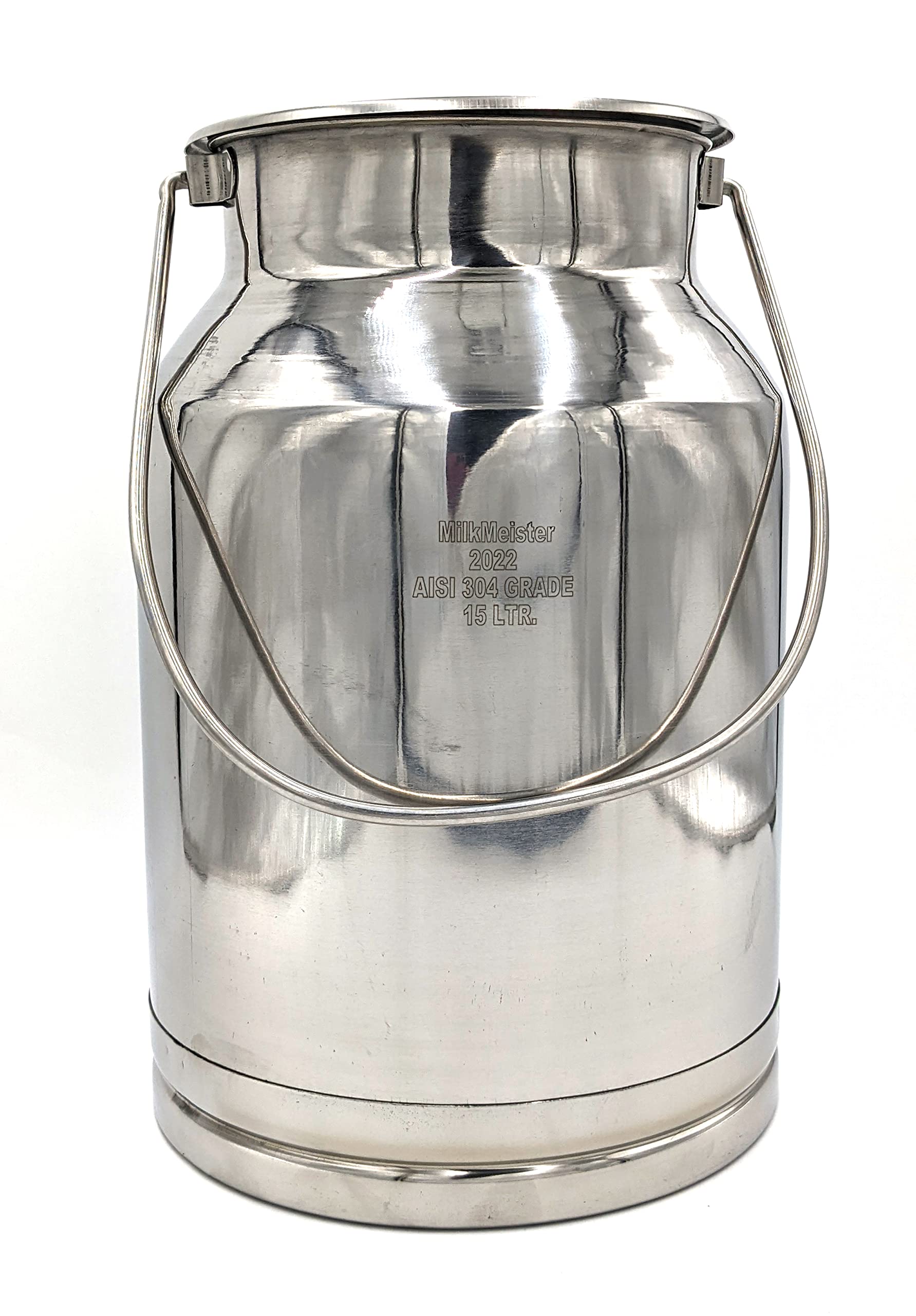 15 Qt Stainless Steel Milk Can Tote with Lid & Handle - 4 Gallon Capacity for Farm, Restaurant & Commercial Kitchen Use