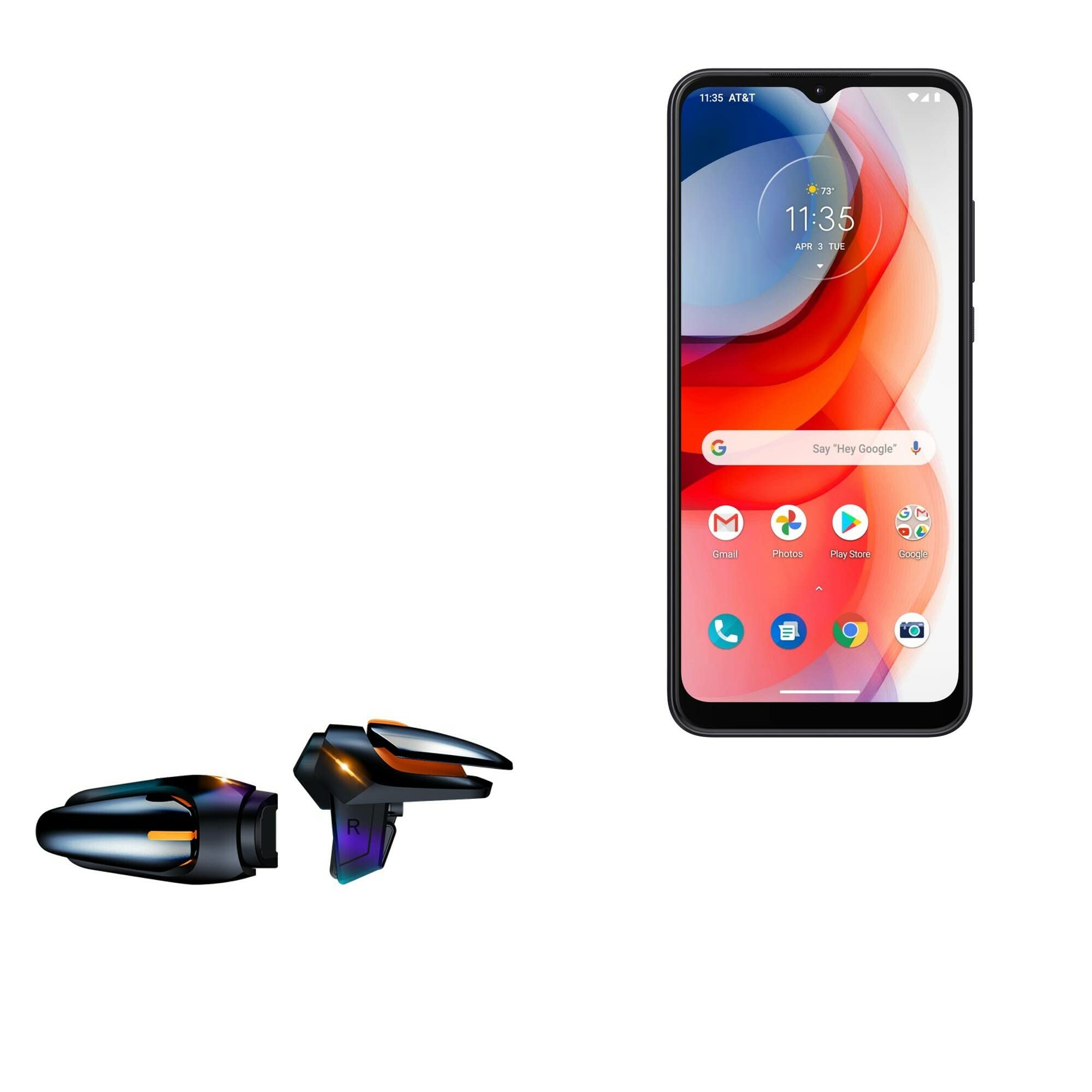 BoxWave Gaming Gear for Motorola Moto g Play - Touchscreen QuickTrigger Auto, Trigger Buttons with Autofire for Mobile FPS Games (Jet Black) - Perfect for PUBG, Call of Duty Mobile & Fortnite Gaming Accessories