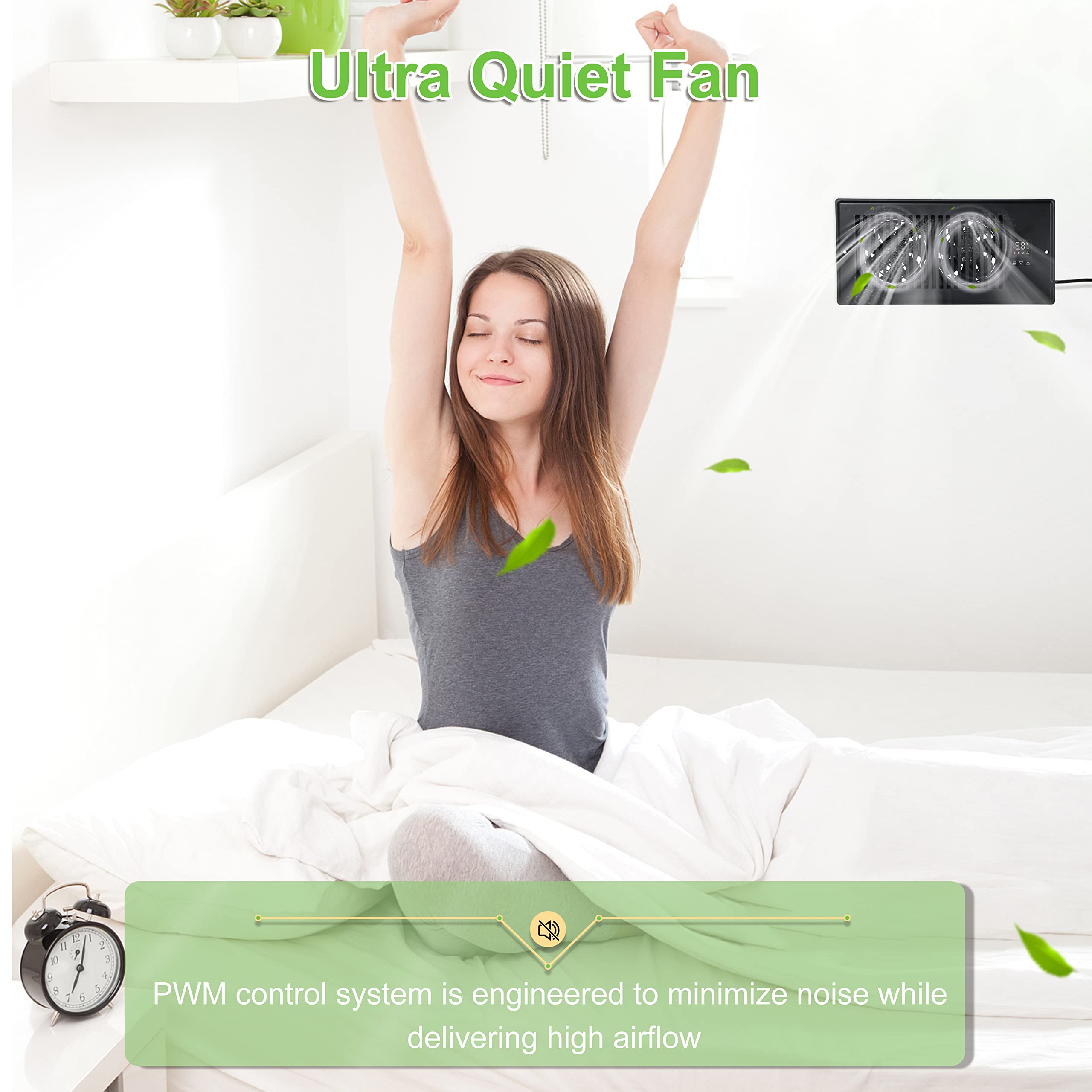 InfiniPower 10 Inch High Velocity Register Booster Fan with Adjustable Thermostat - 10-Speed Settings, Precision Thermal Probe - Powerful Ventilation for Home & Office - Black (Ideal for Basements, Attics, and Room Air Circulation)