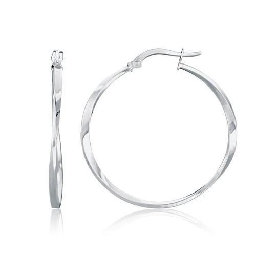 14K White Gold Mobius Twisted Hoop Earrings for Women - Minimalist Dainty Everyday Jewelry - Perfect for Work, Date Night & Special Occasions