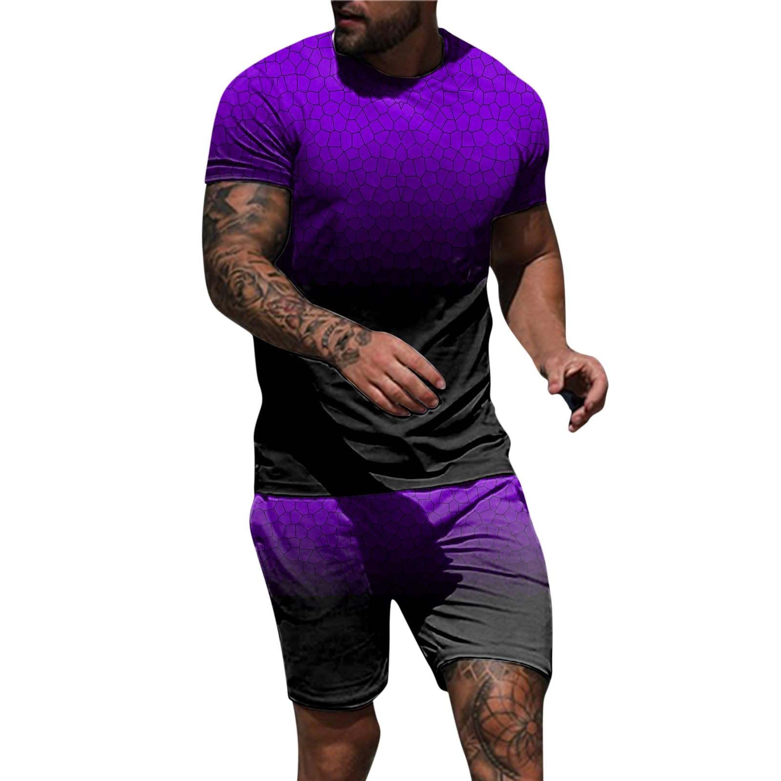 Kangma Men's Casual Short Sleeve Printed Suit - Lightweight Breathable Summer Business Casual Outfit for Office, Travel & Outdoor Activities