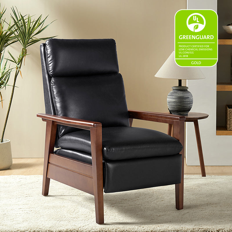 Premium Rainer Faux Leather Recliner Chair with Solid Wood Frame - Timeless Elegance for Living Room, Home Theater & Office Comfort