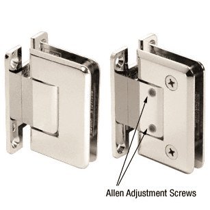 CRL 337 Series Polished Nickel Adjustable Wall Mount Hinge with Full Back Plate - Perfect for Bathroom Cabinets, Kitchen Doors & Home Furniture Installation