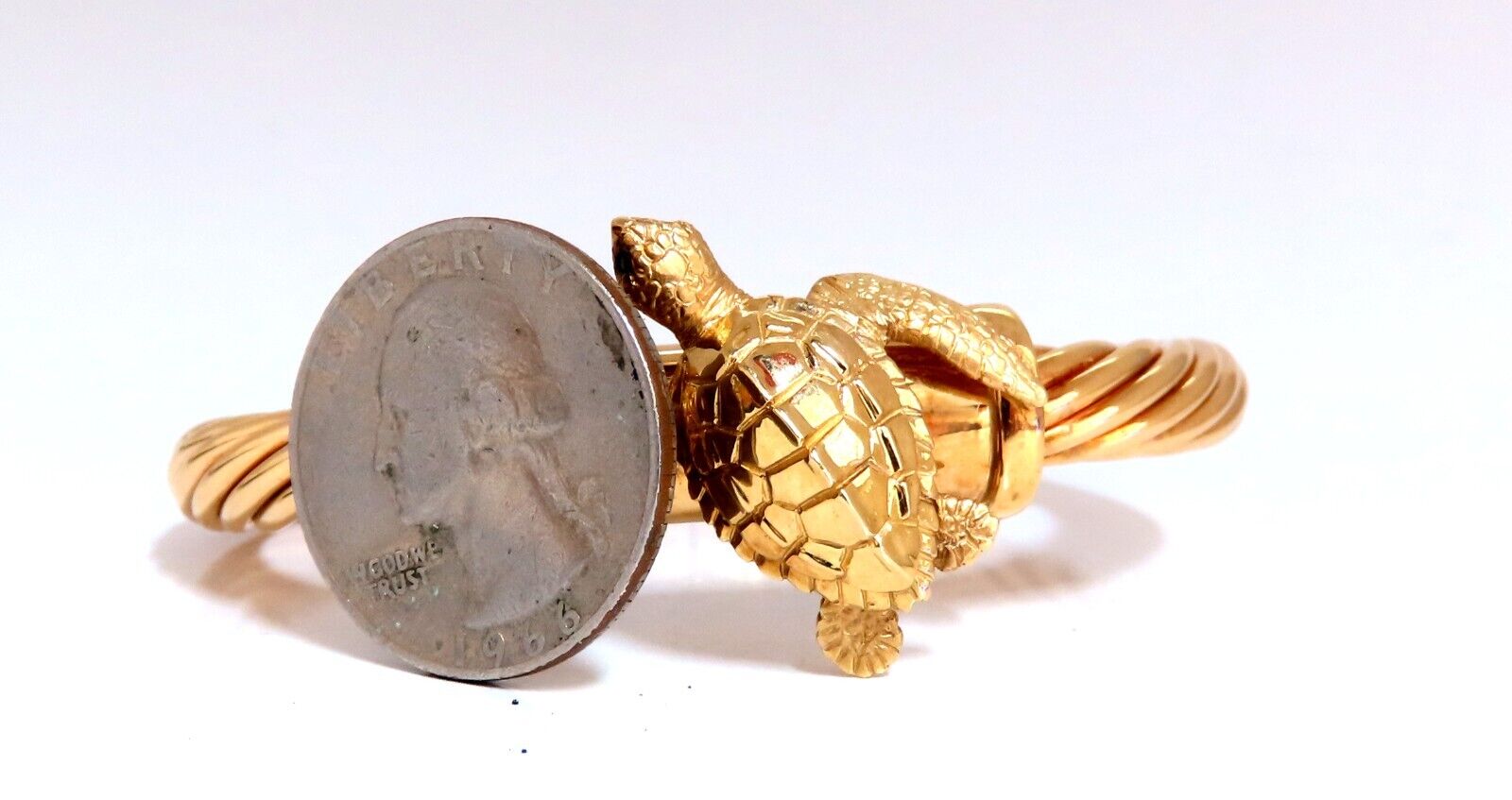 14kt Gold Turtle Candy Cane Twist Bangle Bracelet - Elegant Jewelry Gift for Women, Perfect for Christmas, Birthdays & Everyday Wear