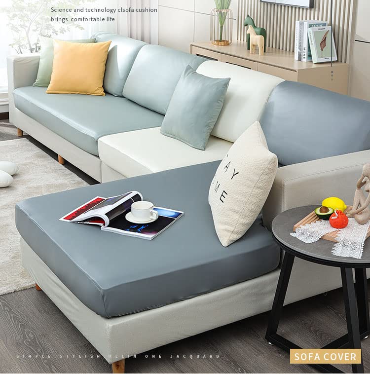 YOPOIY L-Shaped Sectional Sofa Cushion Cover - Soft PU Leather Slipcover with Elastic Bottom for Replacement (White, L-Chaise) - Perfect for Living Room, Family Room & Home Decor