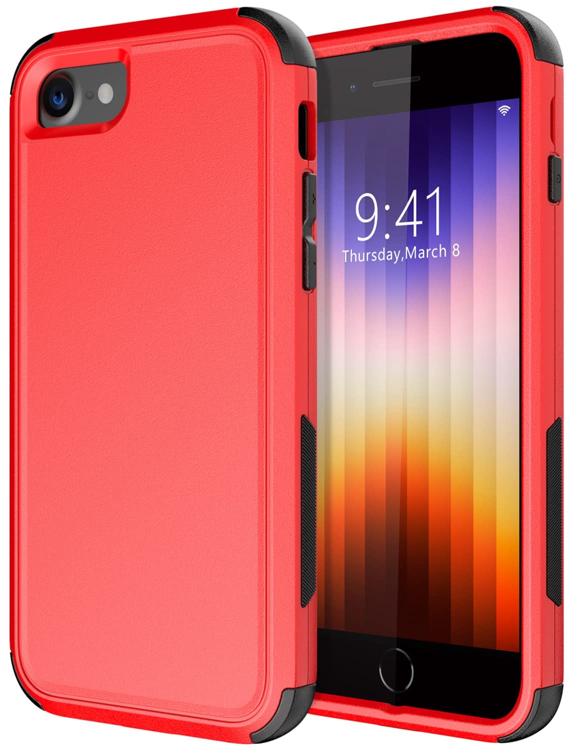 **Shockproof iPhone SE 2022/2020 & iPhone 8/7 Heavy Duty Case – 4.7 Inch Drop Proof, Dustproof Protection Cover (Red) – Perfect for Outdoor, Travel & Work**