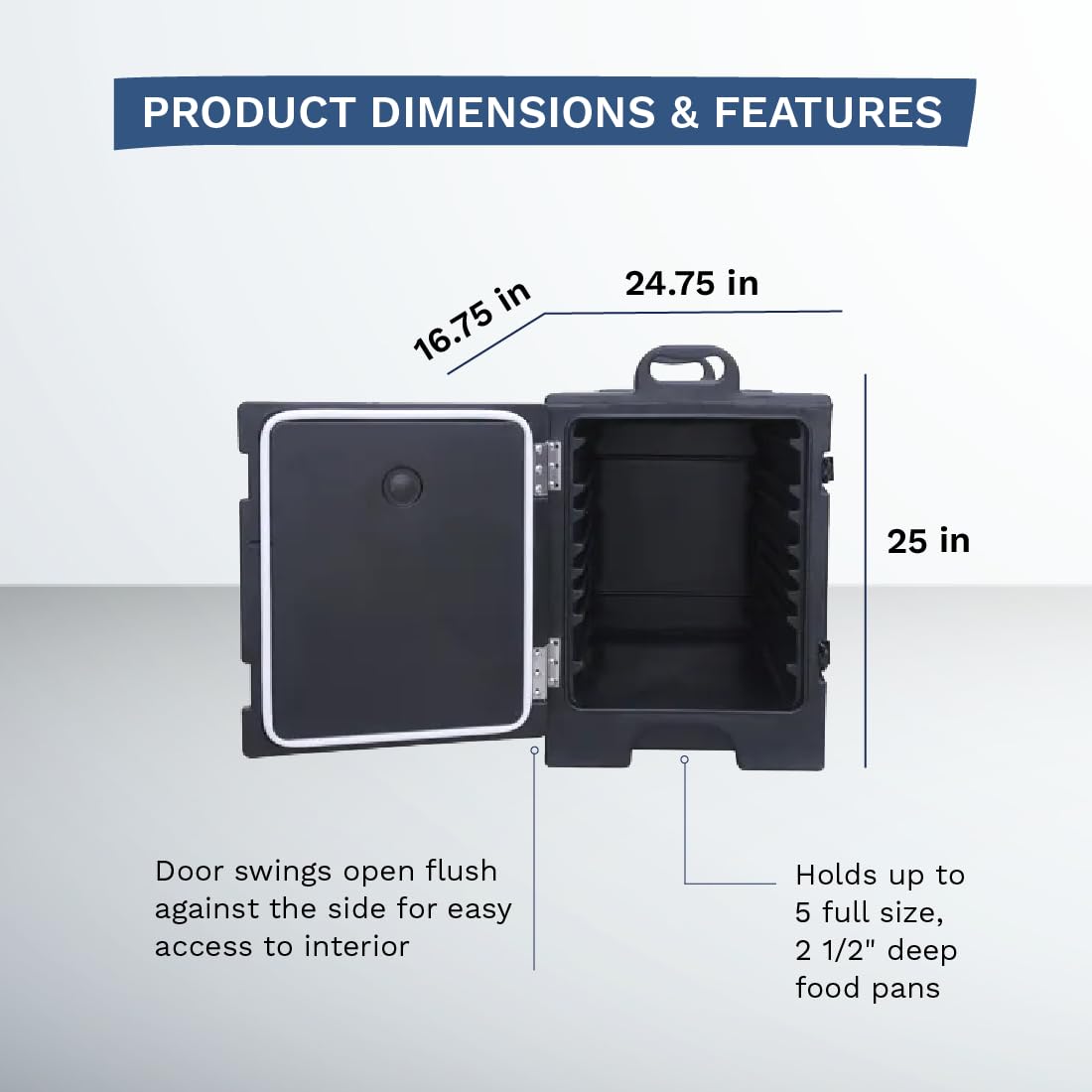 Insulated Food Pan Carrier - Holds 5 Full-Size 2-1/2