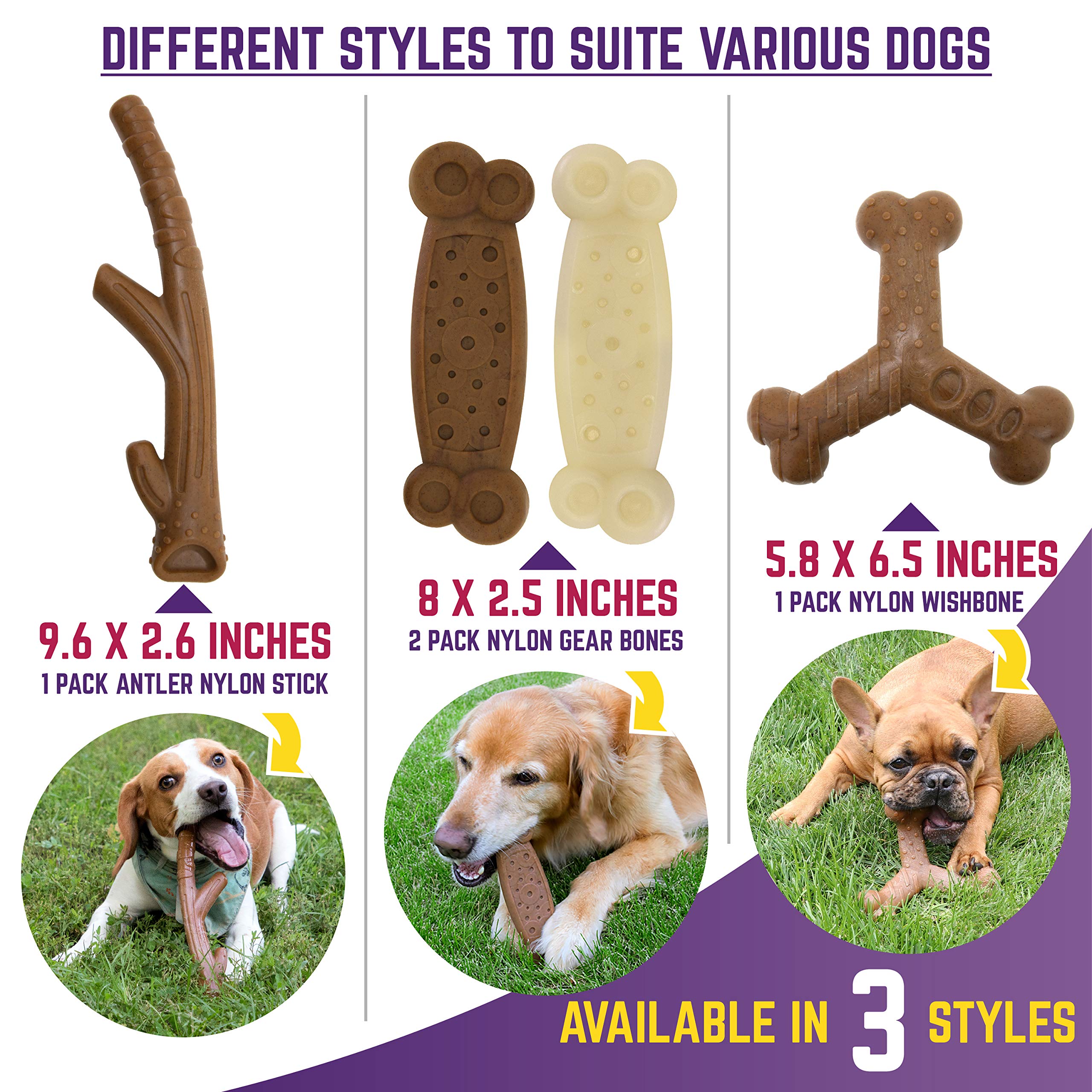 **Durable Nylon Dog Chew Toy - Bacon Flavor & Textured Surface for Aggressive Chewers | Safe & Long-Lasting Pet Dental Bones for Puppies & Adult Dogs | Perfect for Teething, Boredom & Training**