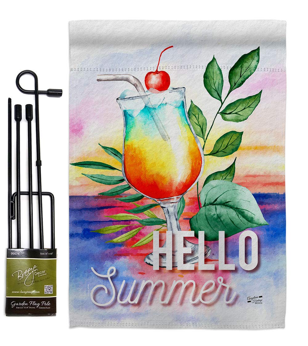 Summer Drink Garden Flag Set - Cocktail & Tropical Beverages - Yard Decor for Parties
