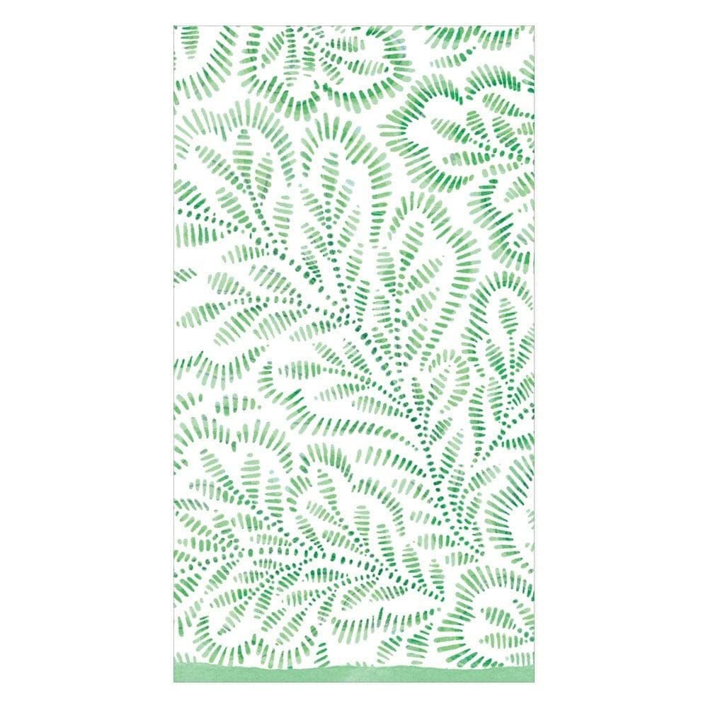 Premium Green Block Print Leaves Paper Guest Towels - 2 Packs of 15 Eco-Friendly Disposable Napkins for Weddings, Parties & Upscale Events