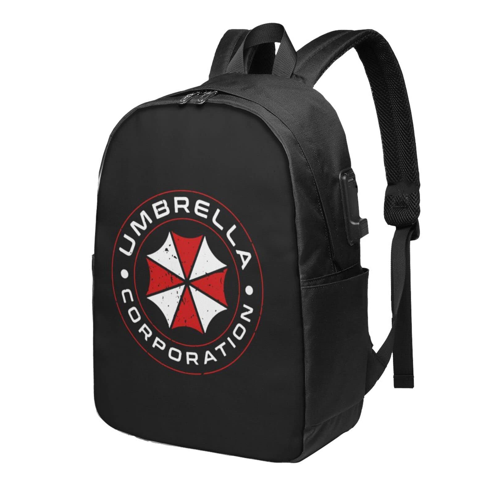 Evil Corp Symbol Travel Laptop Backpack with USB Charging Port - Waterproof Canvas Backpack for Men & Women - Business Carry On Backpack for Commuting, College, Airplane Travel