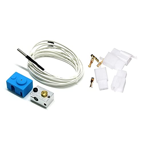 V6 Printer Heating Block with Silicone Case & Thermistor - 40pcs Auto Electrical Wire Connectors (Blue/White/Gold) - Perfect for 3D Printer Repairs & DIY Electronics Projects