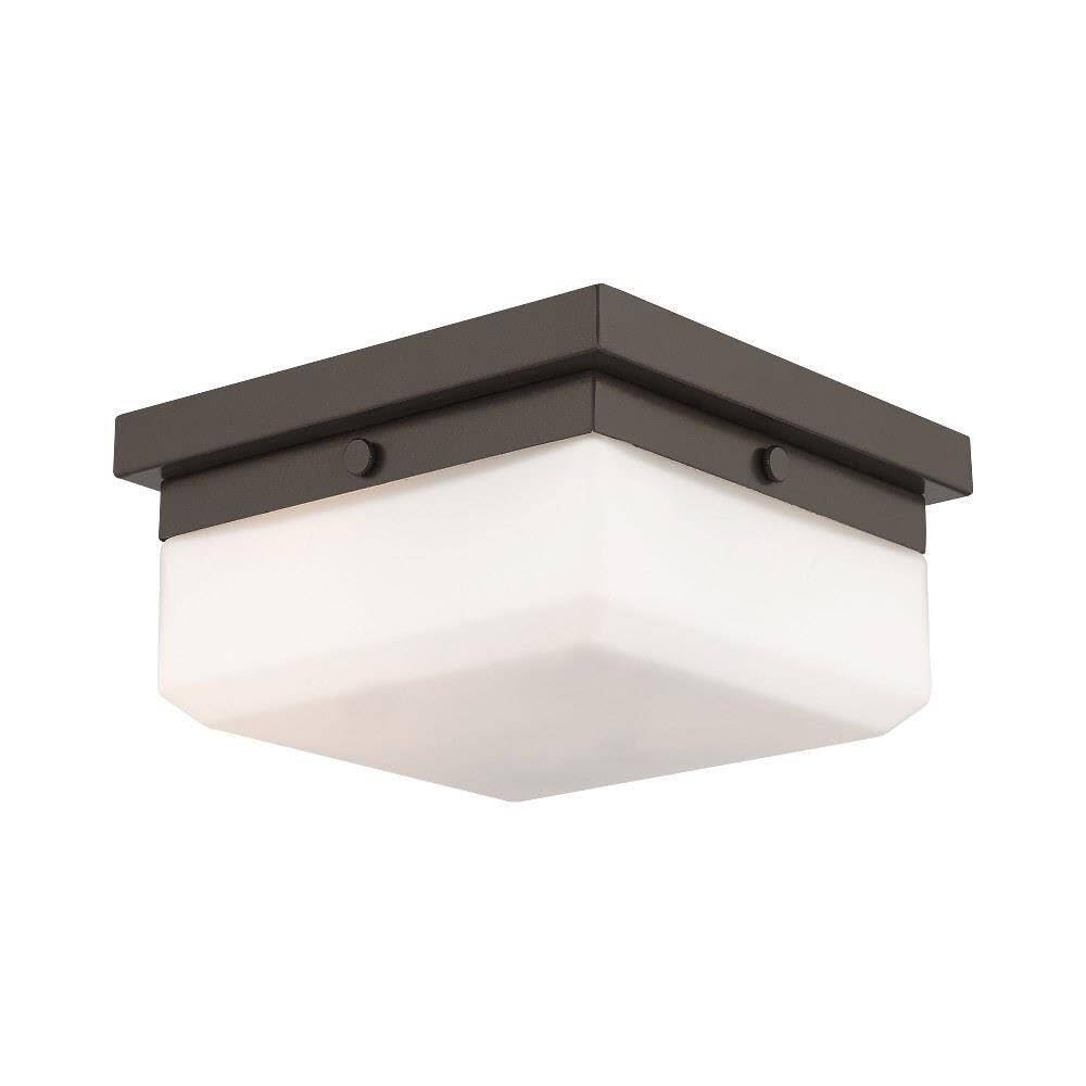 Livex 65536-92 Transitional Two Light Wall Sconce/Ceiling Mount - English Bronze Dark Finish - Allure Collection (3.88x8x8 inches) - Perfect for Bedroom, Hallway & Living Room Lighting