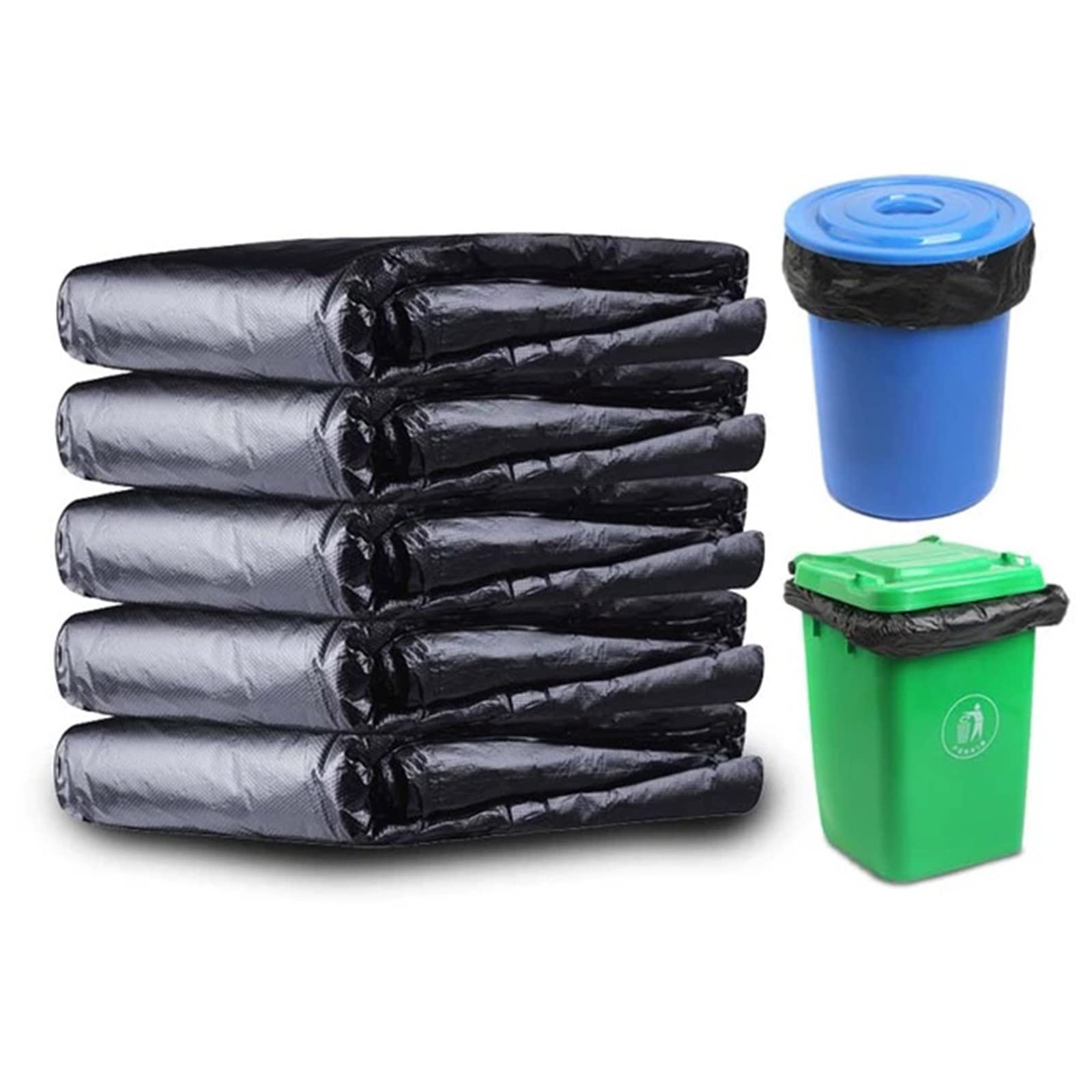 Heavy Duty Trash Bags 7-23 Gallon - 100 Pack (55x65cm) Black Garbage Bags for Home, Office, Hotel, Restaurant & Commercial Use - Ideal for Kitchen, Yard, Garden & Industrial Waste Disposal
