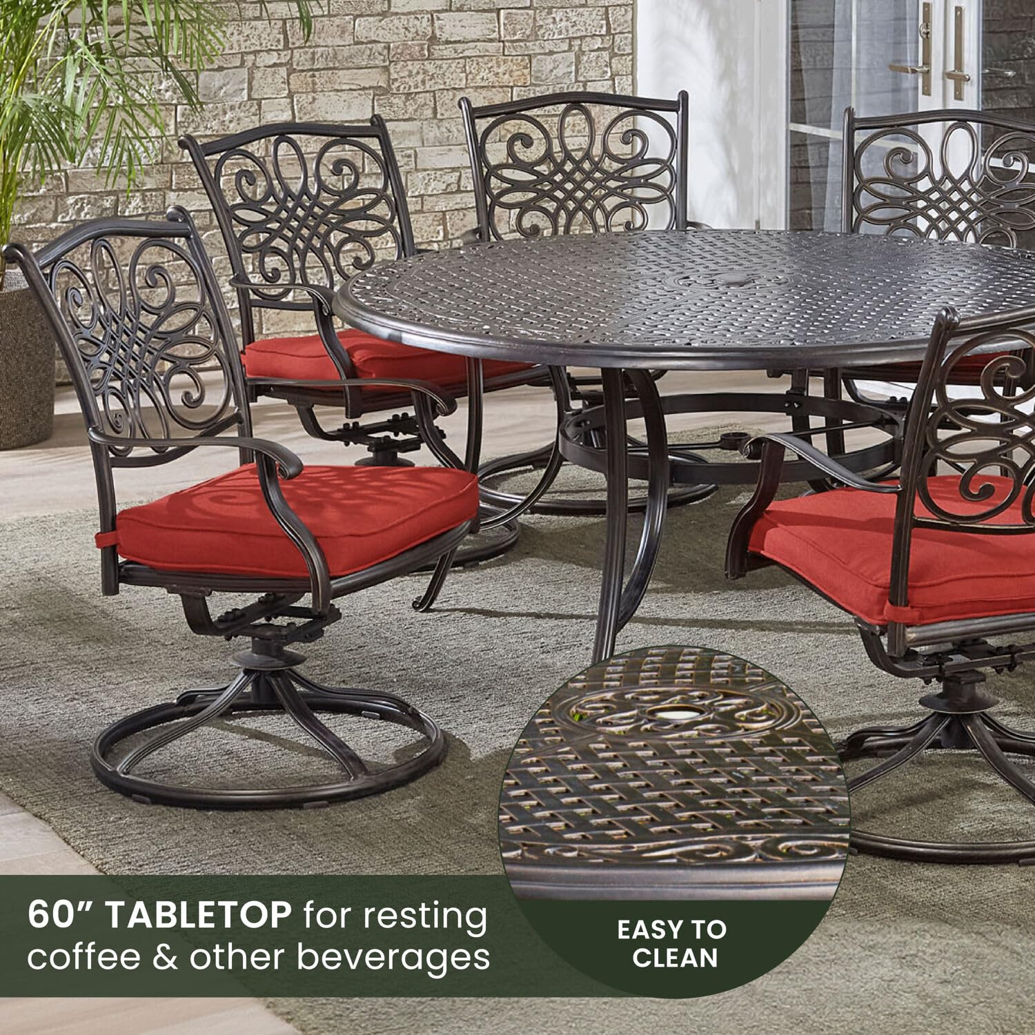 Hanover Traditions 7-Piece Patio Dining Set with 60