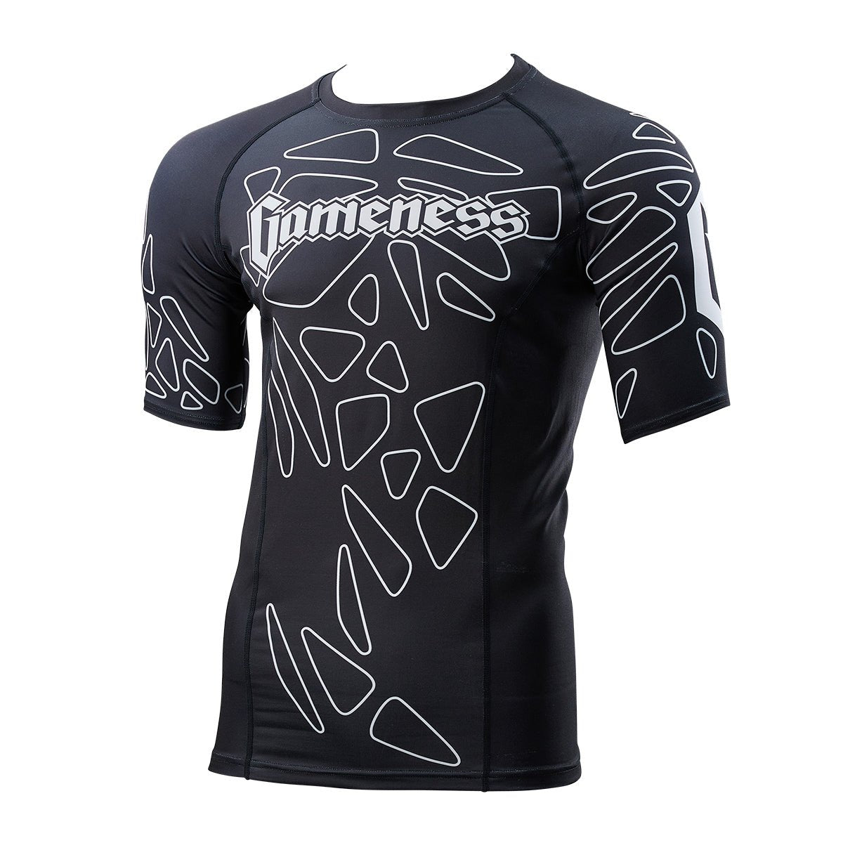 Gameness Men's Short Sleeve Pro Ranked Rash Guard - BJJ MMA Training Shirt for Grappling, Jiu-Jitsu & Combat Sports - Moisture Wicking & UV Protection