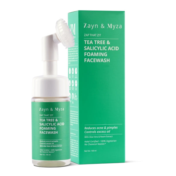 ZM Zayn & Myza Tea Tree & Salicylic Acid Foaming Face Wash 100ml - Acne Treatment & Oil Control for Clear Skin - Perfect for Daily Skincare Routine