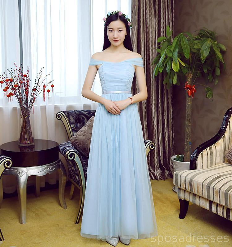 Elegant Mismatched Blue Tulle Long Bridesmaid Dresses - Formal Wedding Party Gowns for Bridal Shower, Bachelorette & Special Occasions - Style BD006