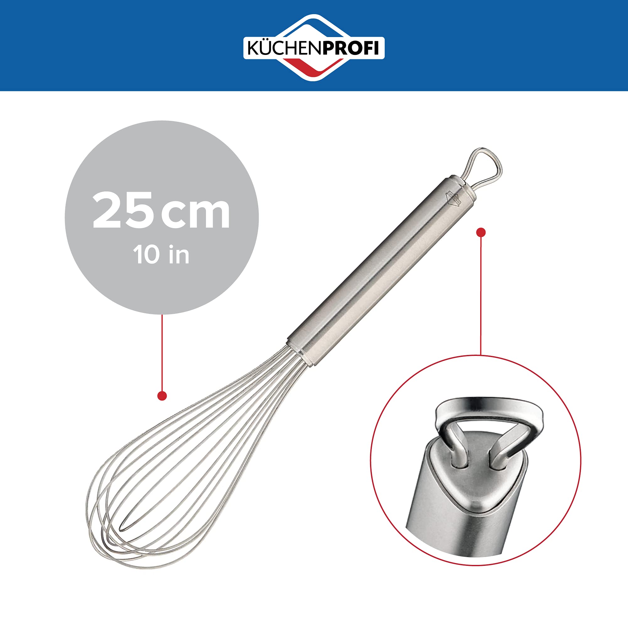 Premium Stainless Steel Kitchen Whisk - 10 Inch Silver Metal Egg Beater for Baking, Mixing Batter & Dough - Ideal for Home Bakers & Professional Chefs - Perfect for Cakes, Cookies, Pancakes & More