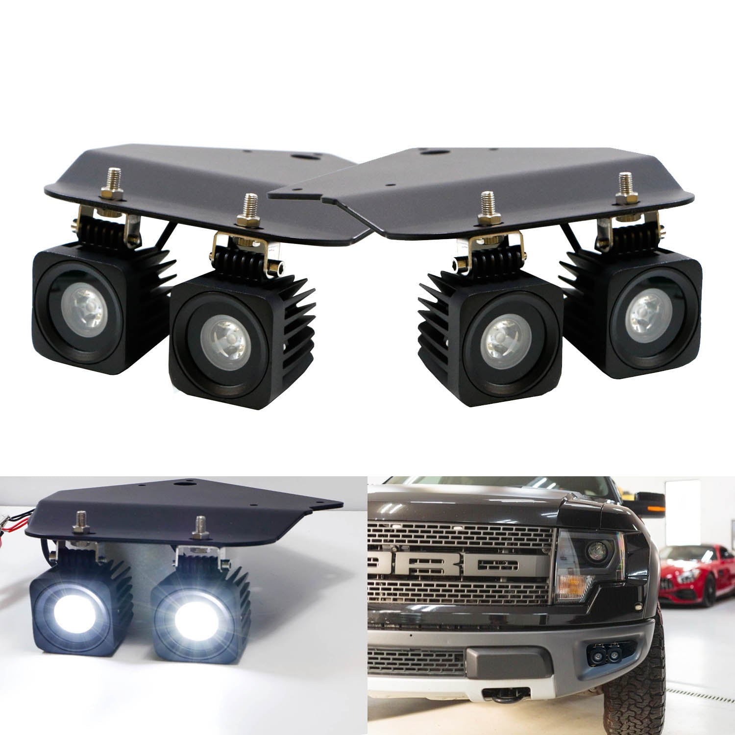 40W CREE LED Fog Lights with Bumper Mounting Bracket & Wiring Kit - Compatible with 2010-2014 Ford Raptor | Off-Road Lighting, Night Driving, Heavy Duty Fog Lamps for Trucks & SUVs
