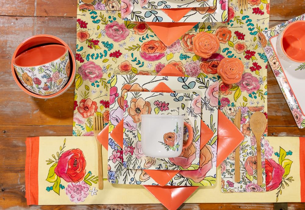 Boston International IHR 3-Ply Premium Guest Towels & Buffet Napkins, 8.5 x 4.5 Inches, Floral Party Cream - Perfect for Weddings, Dinner Parties & Upscale Events