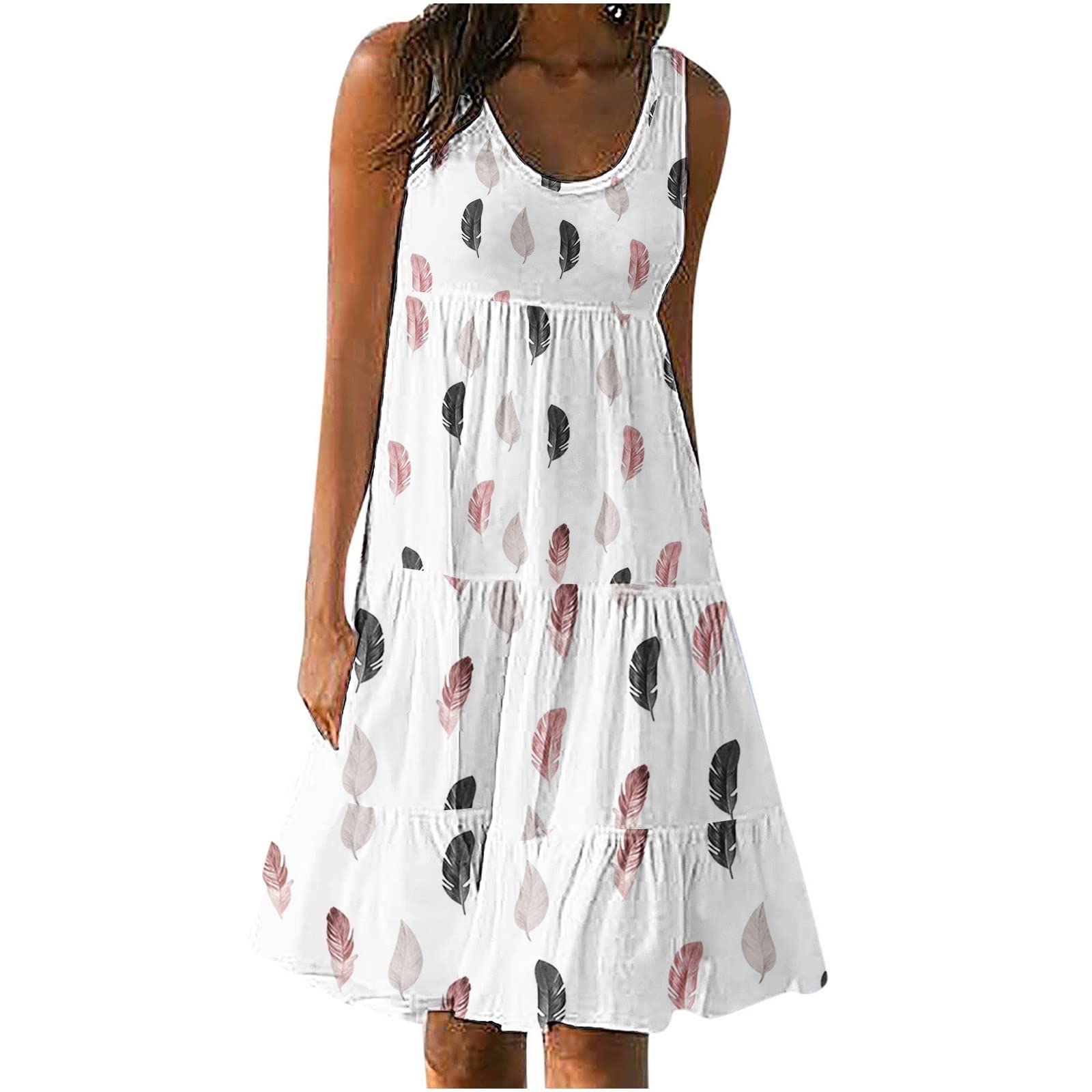 Women's Floral Ruffle Summer Dress - Sleeveless Round Neck Casual Beach Dress for Spring & Summer | Perfect for Vacation, Resort Wear & Daily Outfits