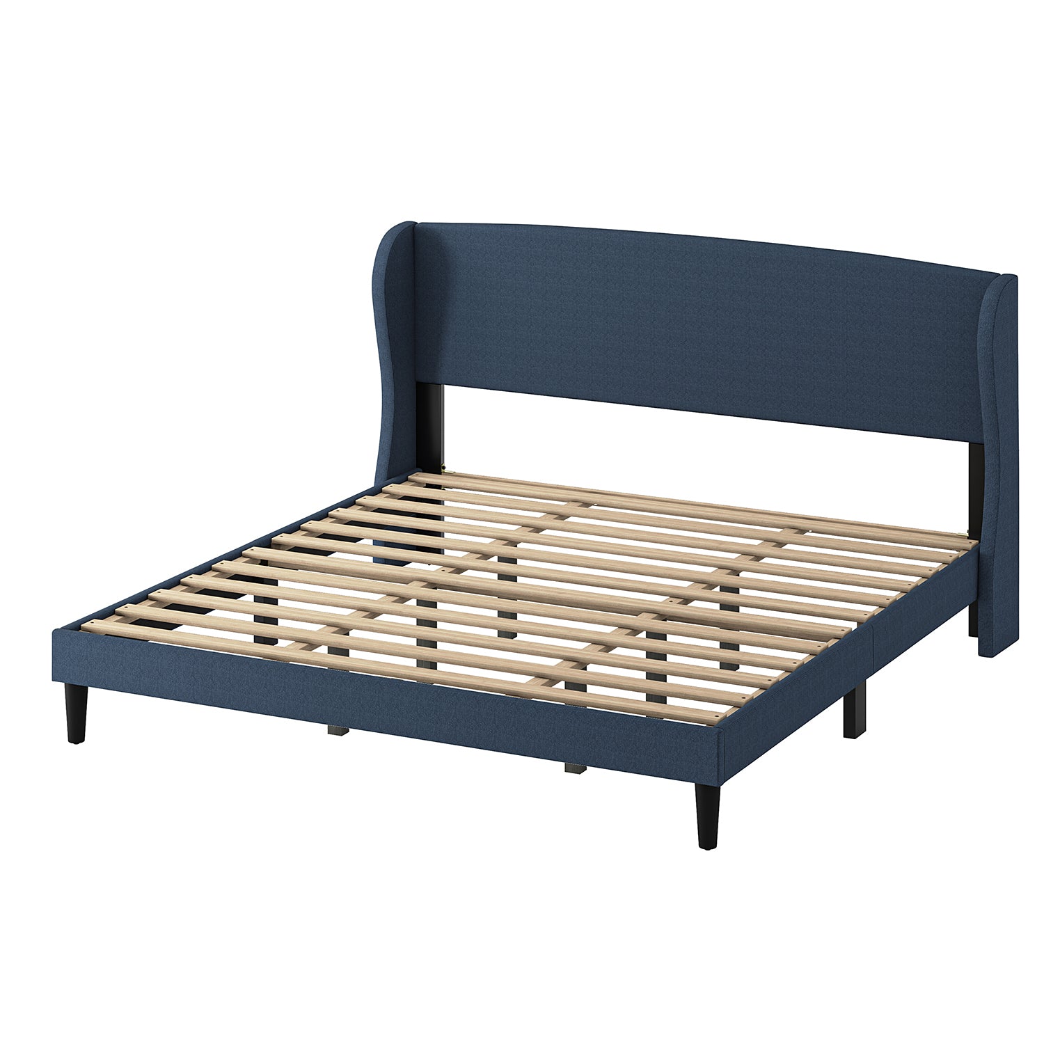 Baotist Upholstered Wingback Platform Bed Frame - Queen Size Modern Bedroom Furniture for Master Bedroom, Guest Room & Apartment
