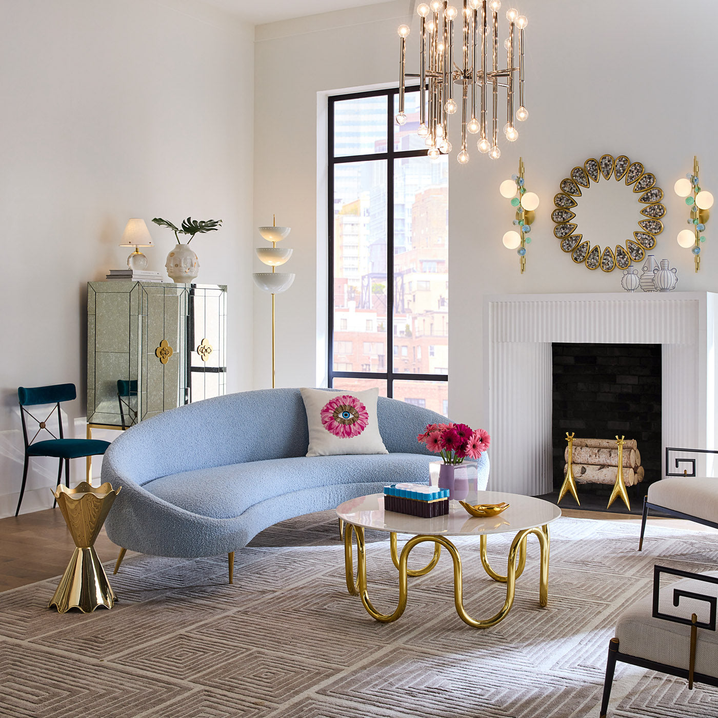 Stylish Brass Ripple Accent Table - Modern Side Table for Living Room, Bedroom & Office Decor - Perfect for Coffee Table Books & Display