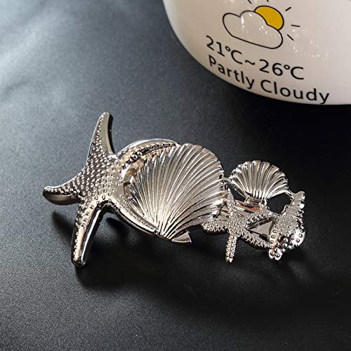 2 Pack Metal Starfish Shell Hair Clips - Gold or Silver French Barrettes for Women & Girls - Stylish Hair Jewelry Accessories for Beach, Wedding, and Everyday Use