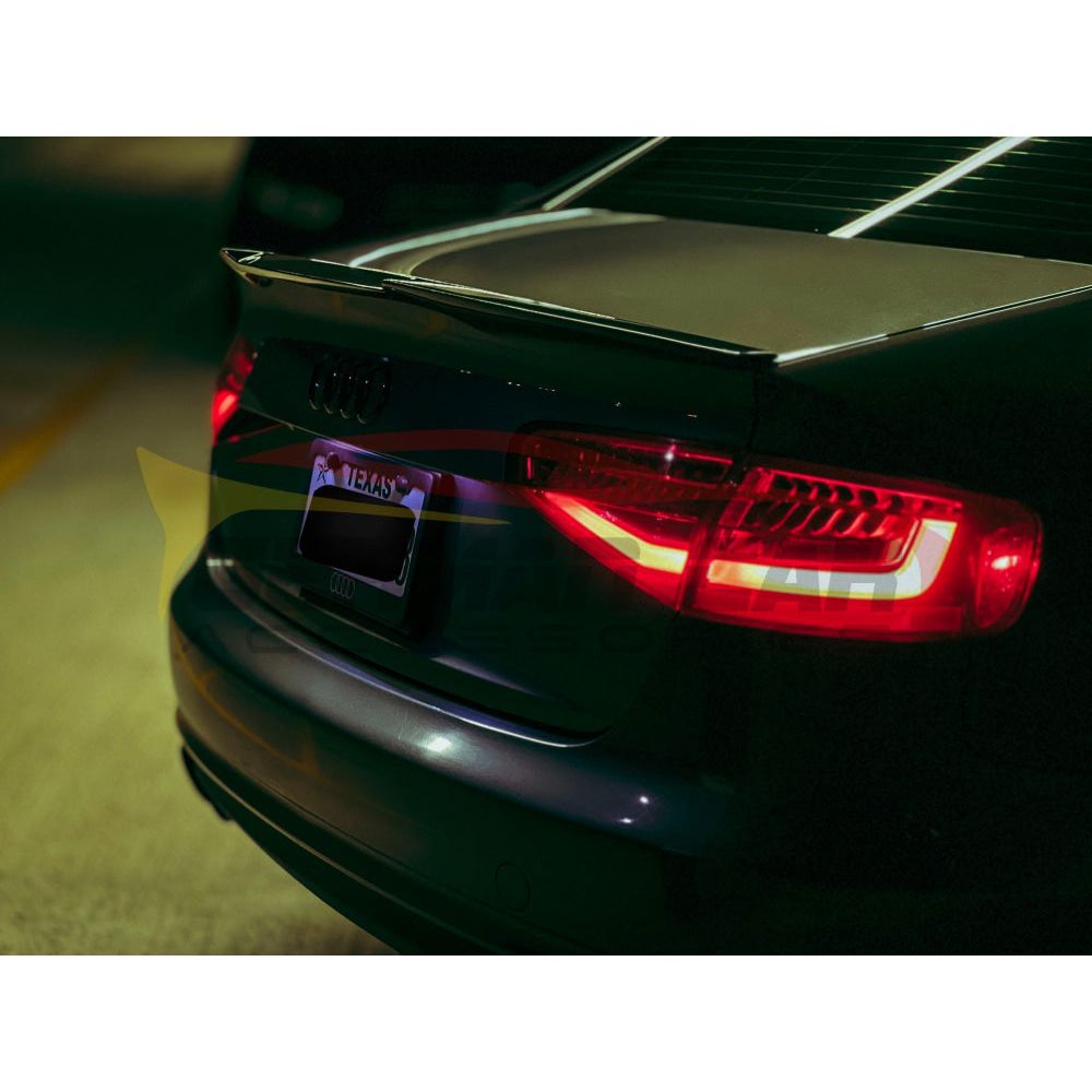 2013-2016 Audi A4/S4 B8.5 Carbon Fiber Trunk Spoiler - V Style Rear Wing Lip for Enhanced Aerodynamics & Sporty Look | Perfect for Car Enthusiasts & Performance Upgrades