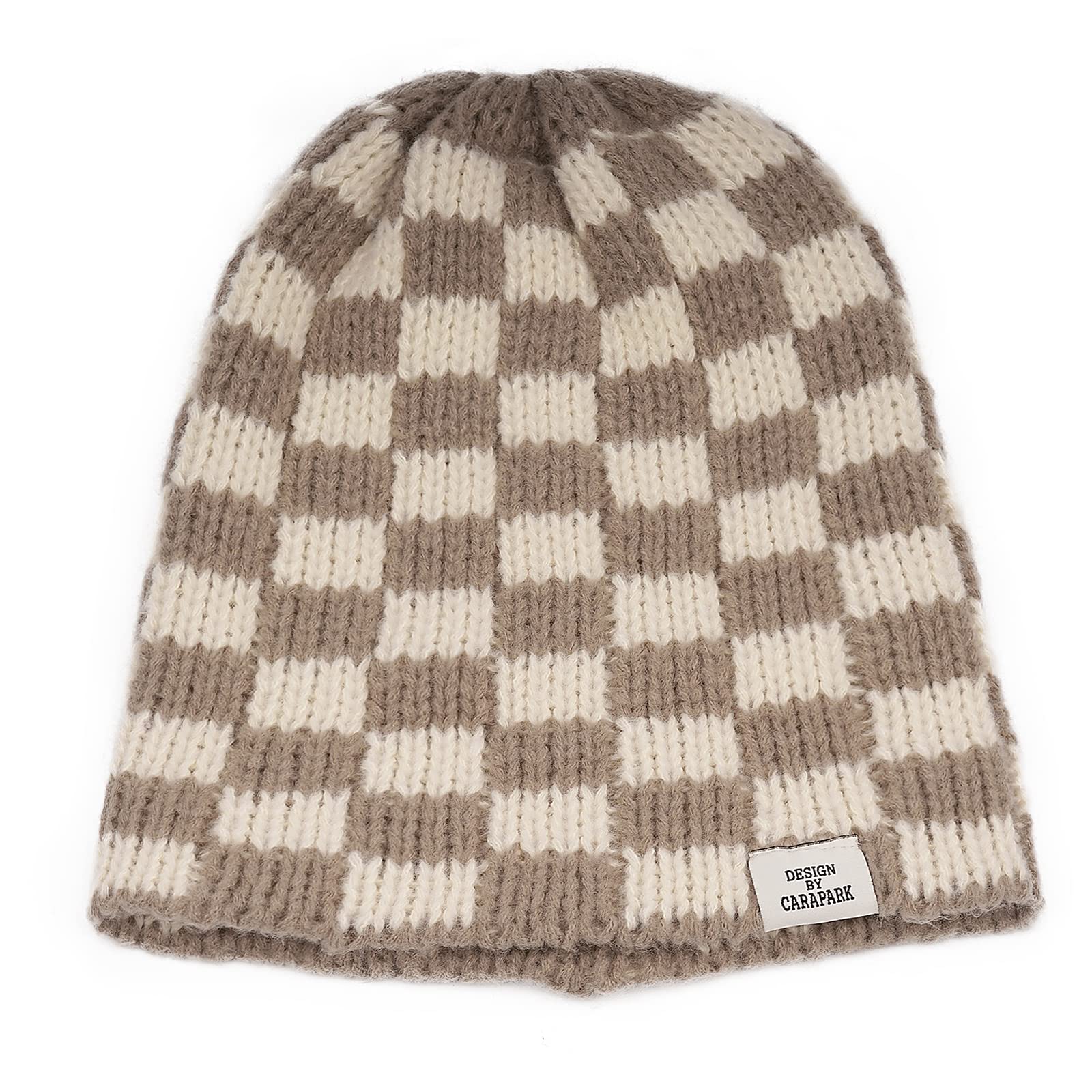 Clakllie Checkered Beanie for Women & Men - Slouchy Winter Knit Hat with Cuffed Design - Warm Unisex Skull Cap for Skiing, Snowboarding & Everyday Cold Weather Wear