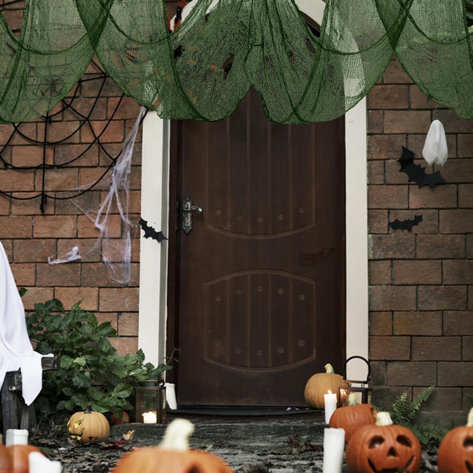 Halloween Green Creepy Fabric - 79x315 Inch Spooky Scary Gauze Cloth for Haunted House Decorations, Party Doorways & Outdoor Scenes | Perfect for Halloween Decor, Ghostly Drapes & Scary Backdrops