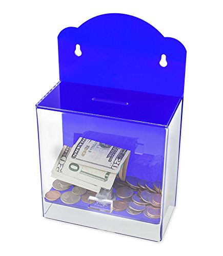SOURCEONE.ORG Clear Acrylic Donation Box with Lock - Wall Mount or Countertop Money Collection Box for Events, Churches & Retail Stores - Secure Ticket & Cash Donation Display Case