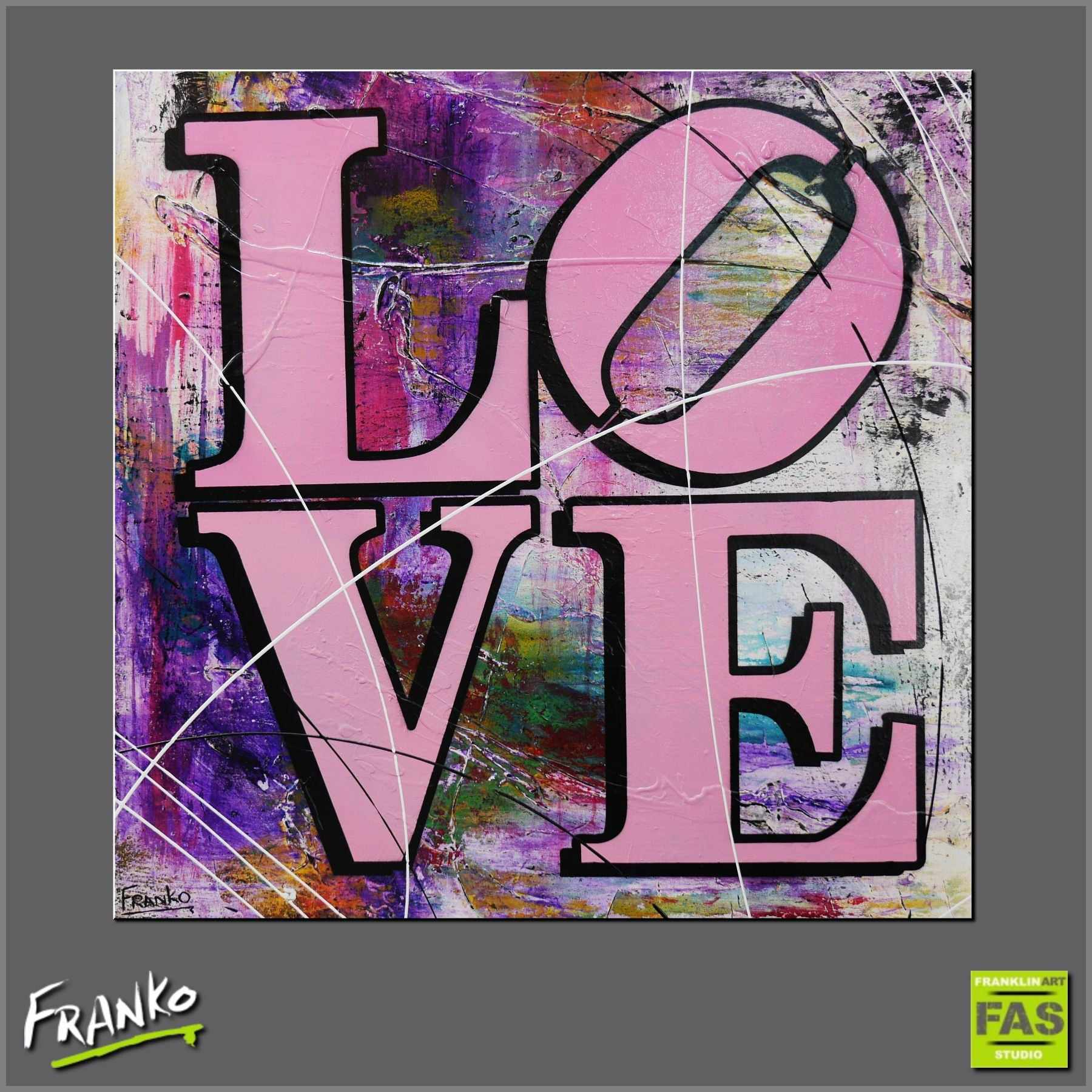 100cm x 100cm LOVE Robert Indiana Pop Art Canvas Painting - Modern Home Decor for Living Room, Bedroom & Office Wall Art