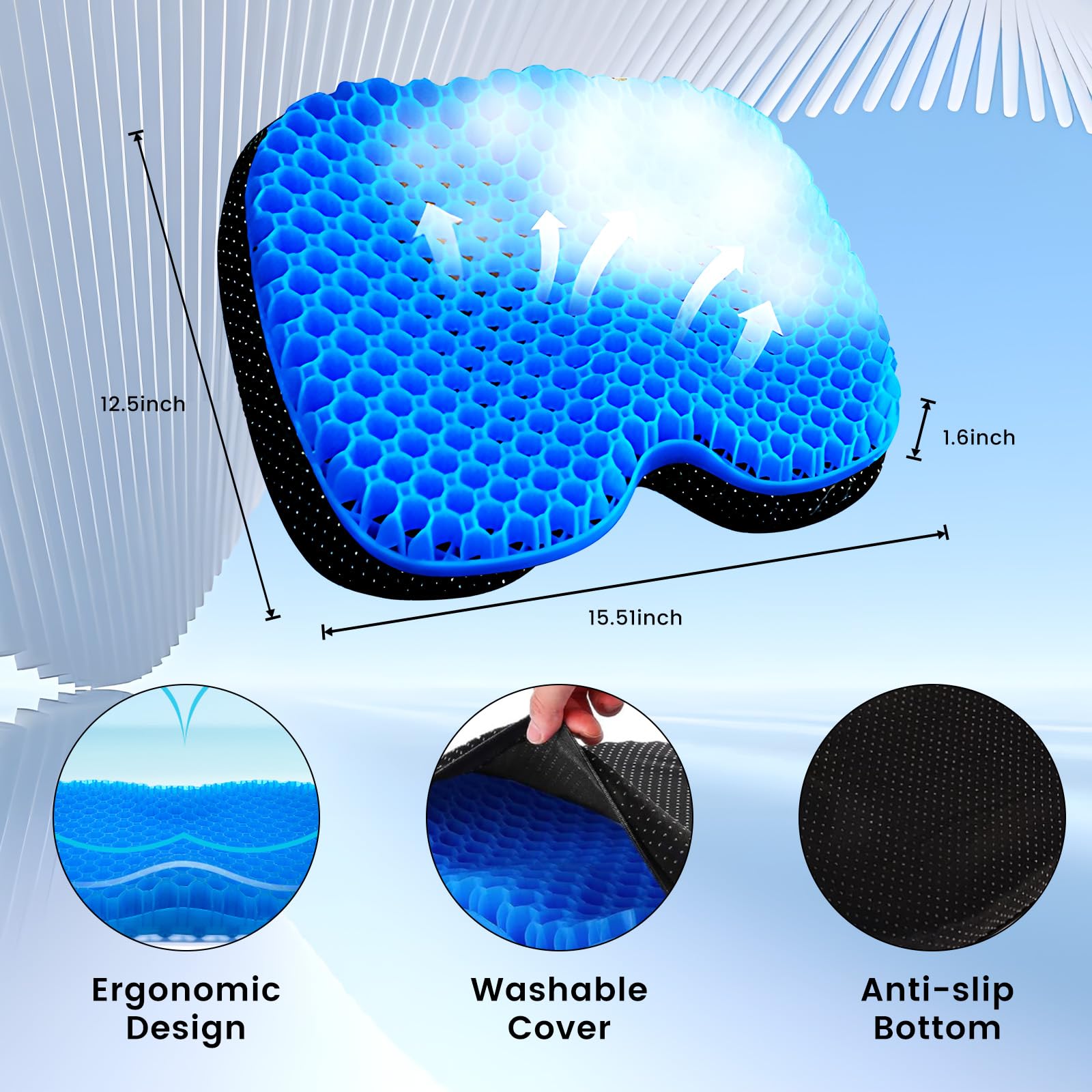 **Premium Anti-Slip Waterproof Kayak Seat Cushion – Thick Gel Boat & Kayak Seat Pad for Comfortable Rowing, Fishing, and Stadium Seating – Durable Kayak Accessories for Sit-In Kayak Chairs & Lifetime Use**    *(Perfect for Long Fishing Trips, Kayaking Adventures, and Outdoor Sports Comfort!)*