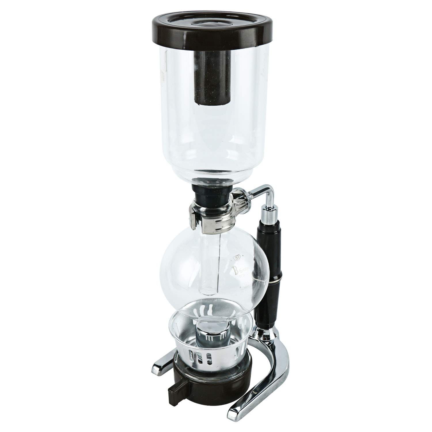 Premium Boeng Tabletop Siphon Coffee Maker with Alcohol Burner - 3 Cup Glass Syphon Brewer Kit Includes Plastic Spoon, Cloth Filter & Wooden Stirrer - Perfect for Home Baristas & Coffee Enthusiasts
