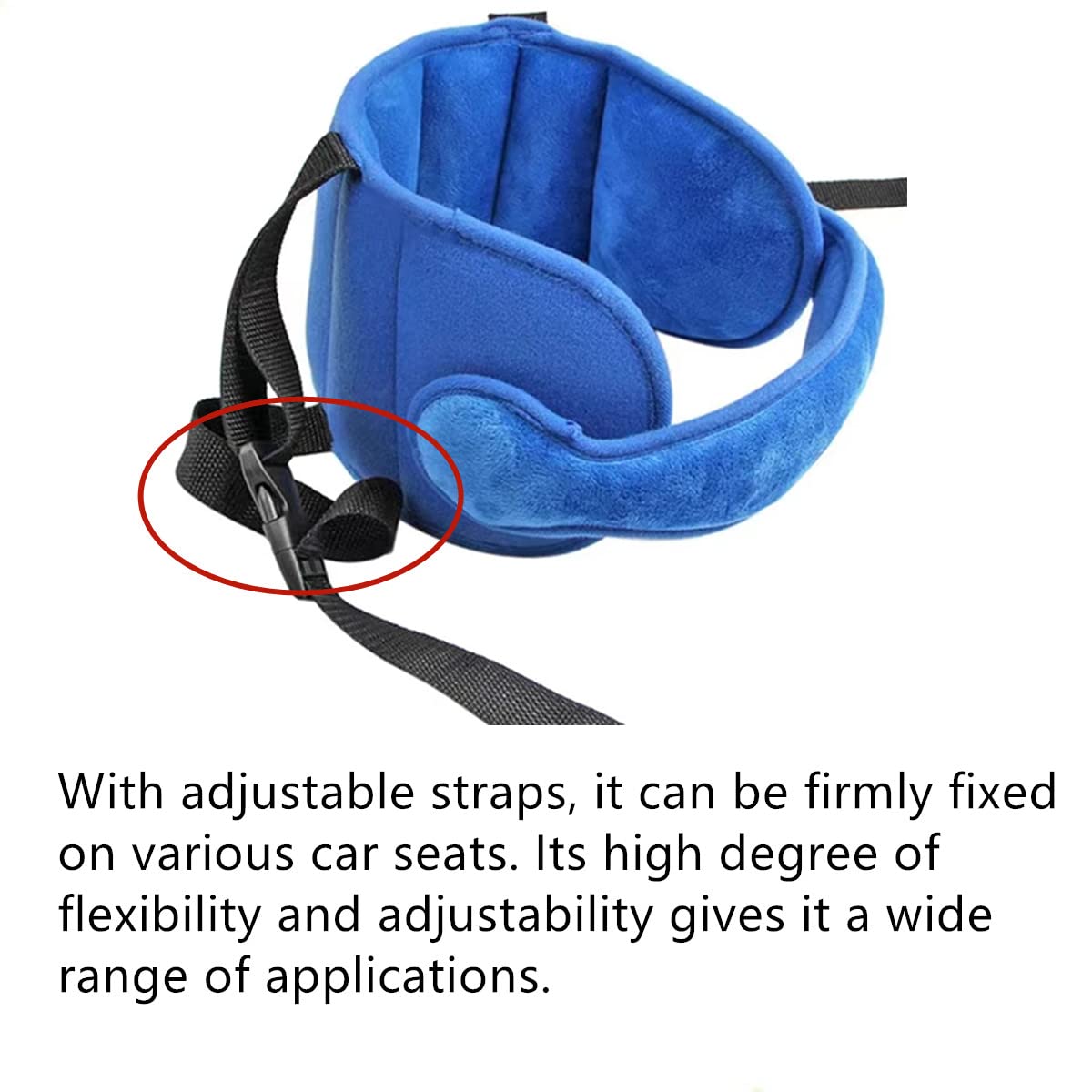 Adjustable Car Seat Head Support Band for Infants & Babies - Safety Neck Relief Cushion, Blue - Perfect for Long Drives & Travel Comfort