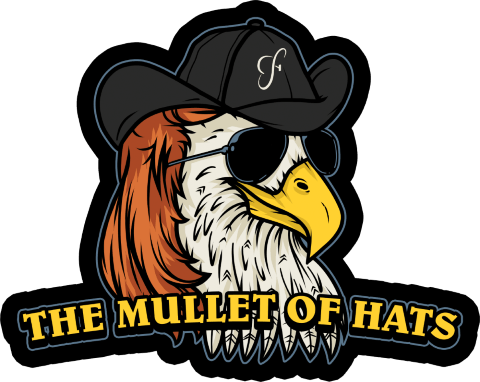 Mullet of Hats Vinyl Sticker - Fun Car Decal, Laptop Sticker, Waterproof for Outdoor Use