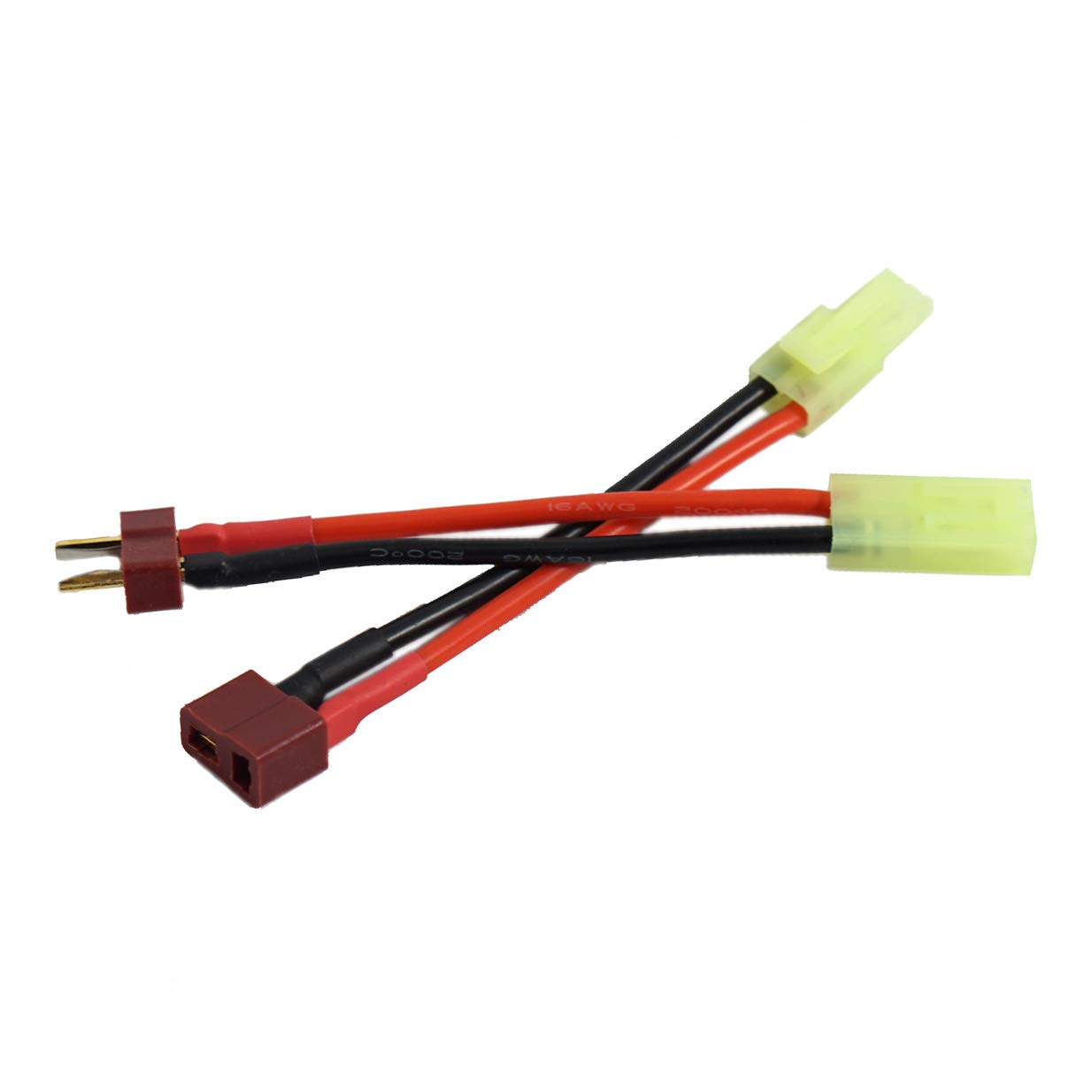 2 Pairs ShareGoo Mini Tamiya to Deans T Plug Adapter - 16AWG Silicone Cable (3.14