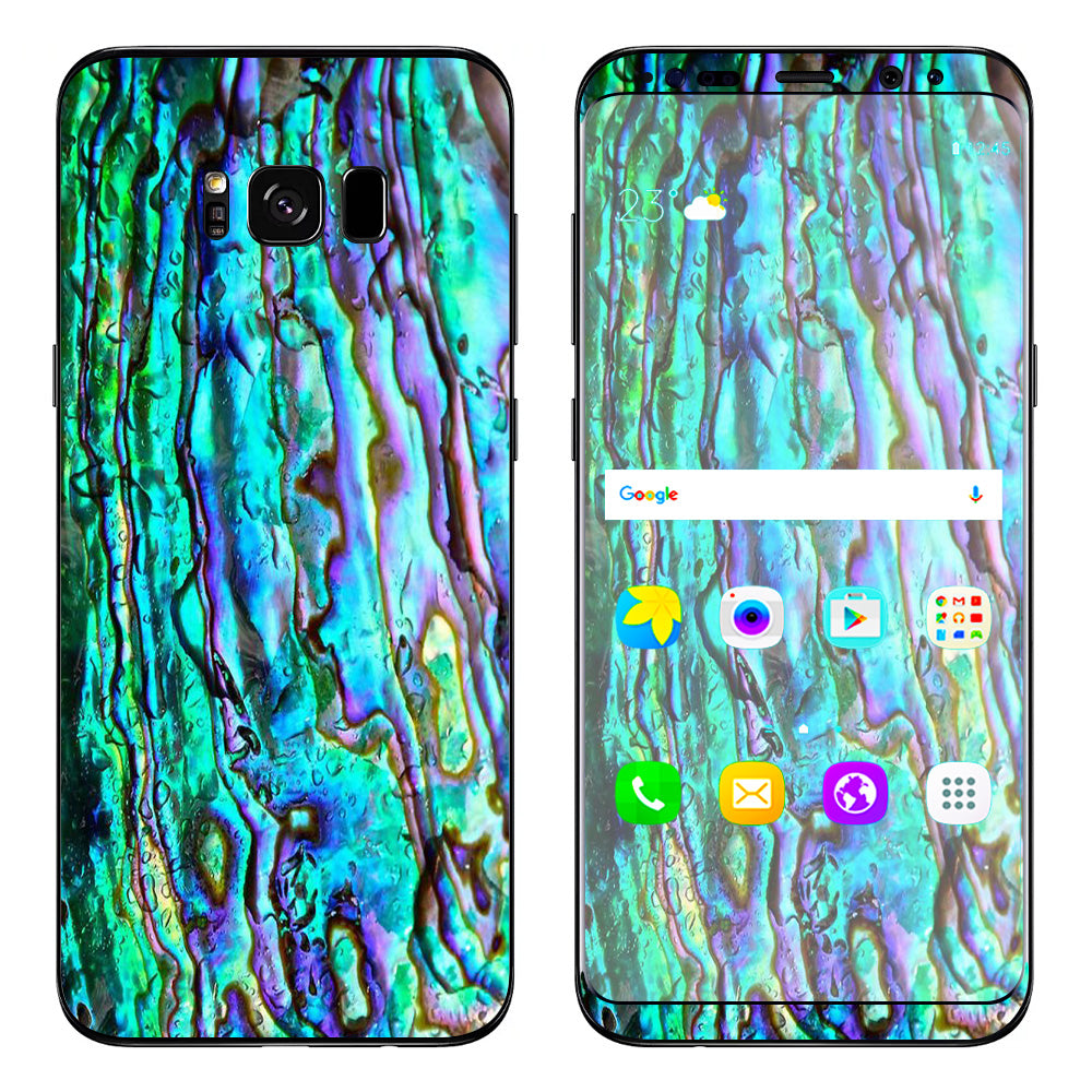 Abalone Shell Galaxy S8 Skin - Green Blue Purple Ripple Design for Samsung S8 Case Cover | Perfect for Protection & Style at Work, Travel, or Daily Use