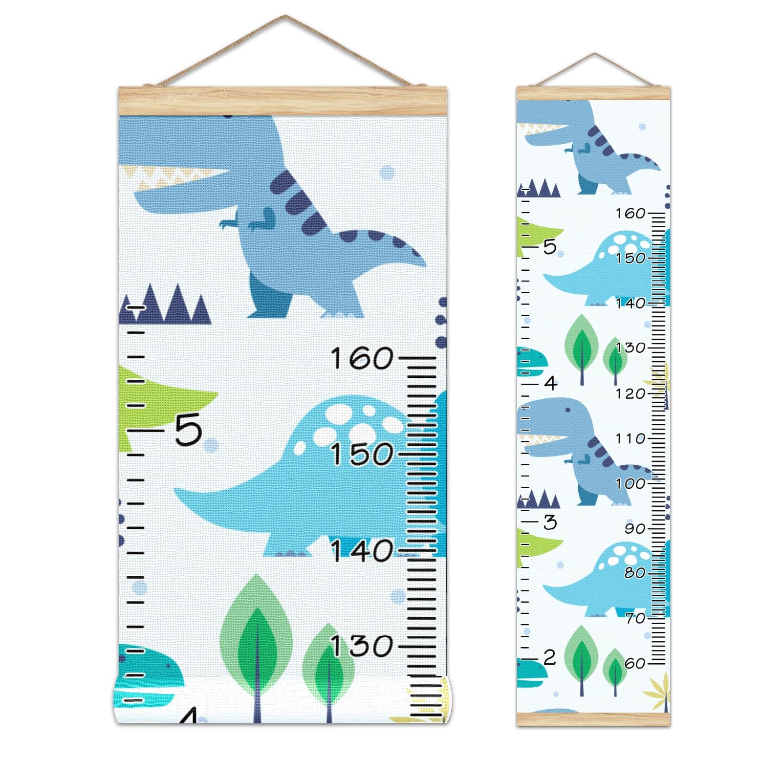 Personalized Kids Name Growth Chart Ruler - Wooden Wall Height Measurement Tool 13.4x56 Inches with Linen Finish - Cute Dinosaur Nursery Decor for Baby & Toddler Room - Perfect for Tracking Child's Growth Milestones & Room Decoration