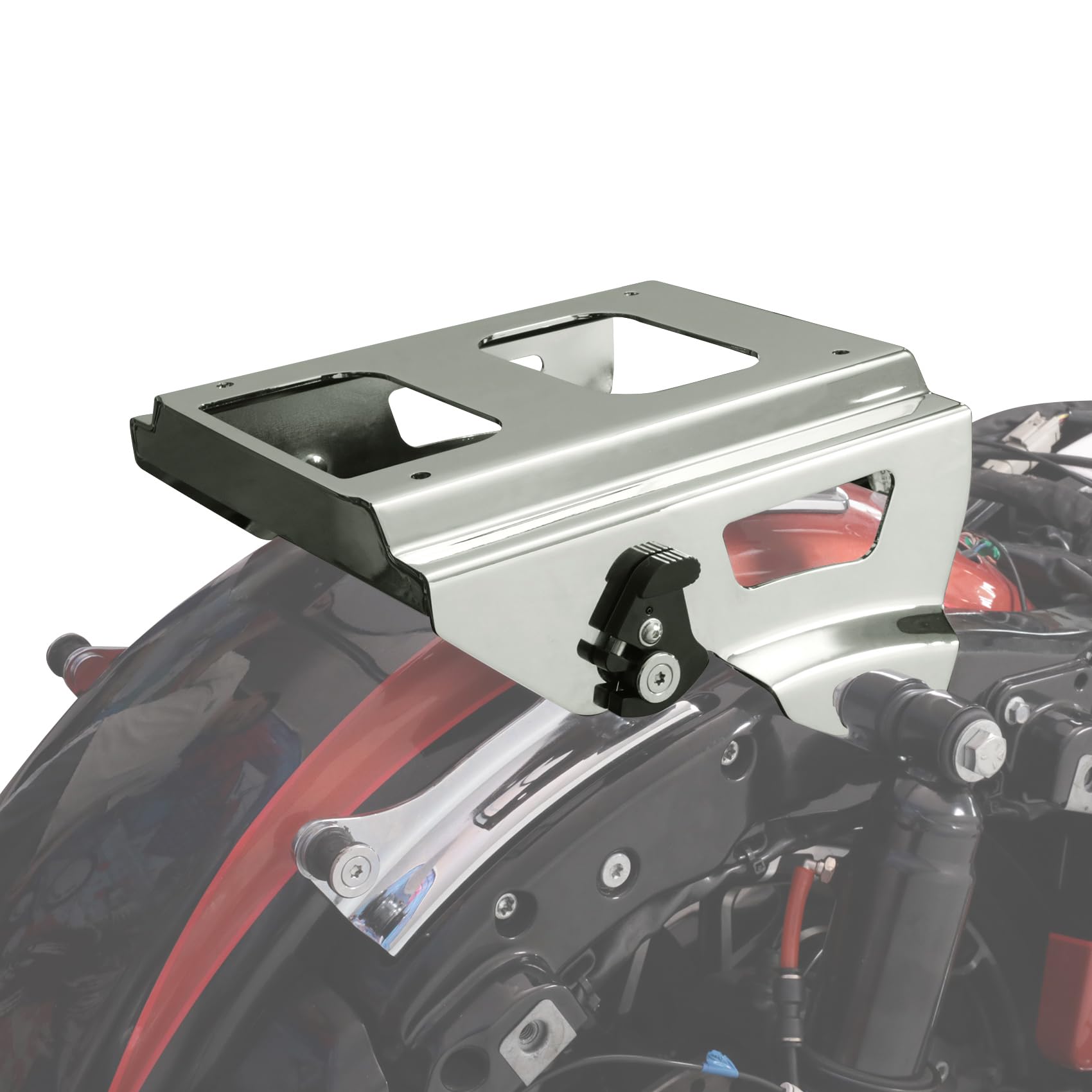 Chrome Detachable Tour Pack Mounting Rack for Harley Touring Road King FLHR & Street Glide FLHT (2009-2013) - Solo Mount Rack for Easy Installation & Secure Storage | Perfect for Long-Distance Rides & Motorcycle Camping