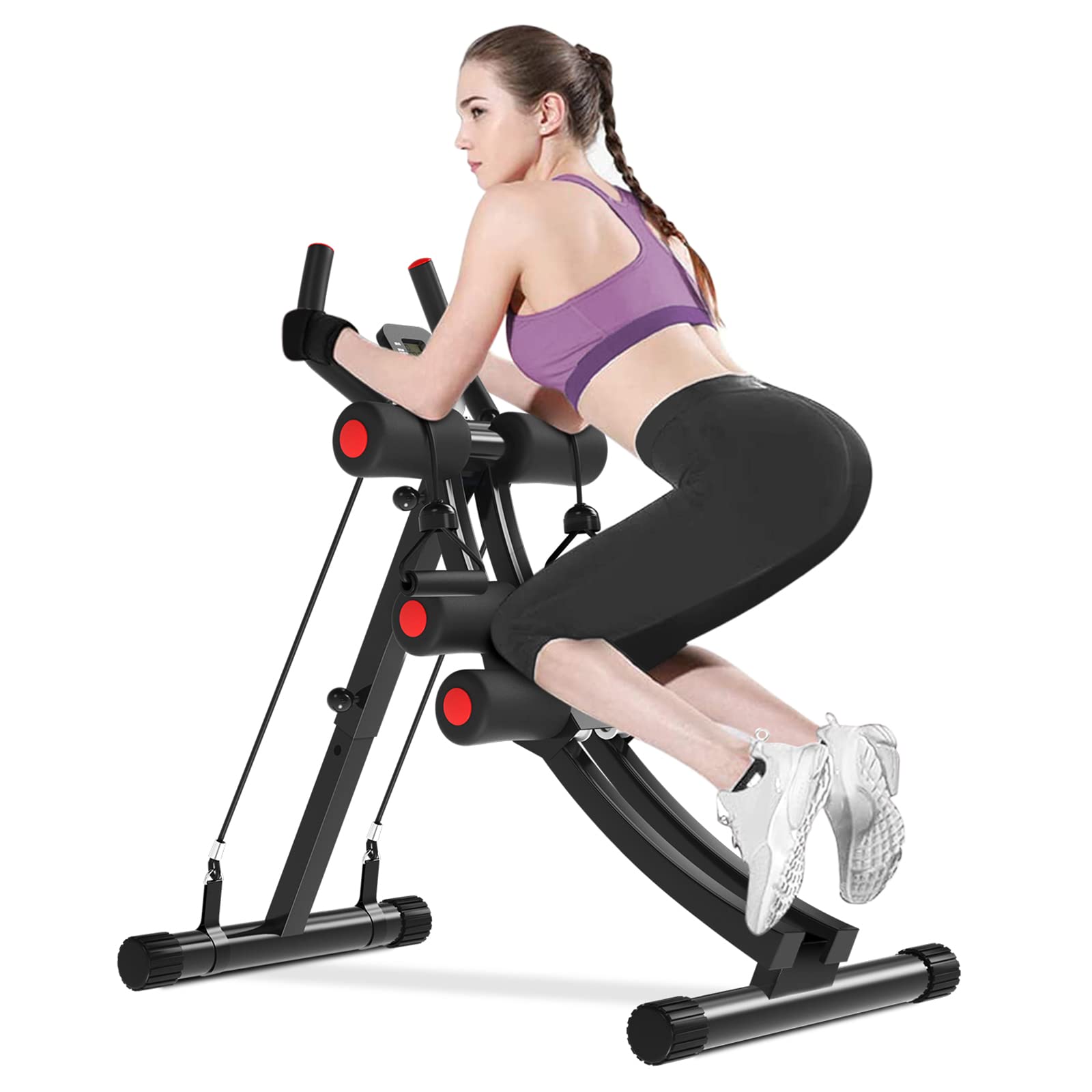 COSTWELL Adjustable Ab Machine for Core Strength Training - Foldable Abdominal Workout Equipment with 2 Resistance Bands for Home Gym | Perfect for Stomach Toning & Waist Training Exercises