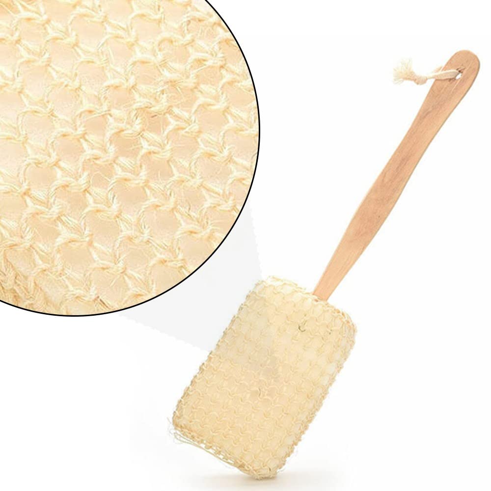 Natural Exfoliating Loofah Bath Brush with Long Wooden Handle - Unisex Back Scrubber & Shower Sponge for Deep Cleansing (Beige, 36x9x13) | Perfect for Exfoliating Dry Skin & Rejuvenating Spa Experience at Home