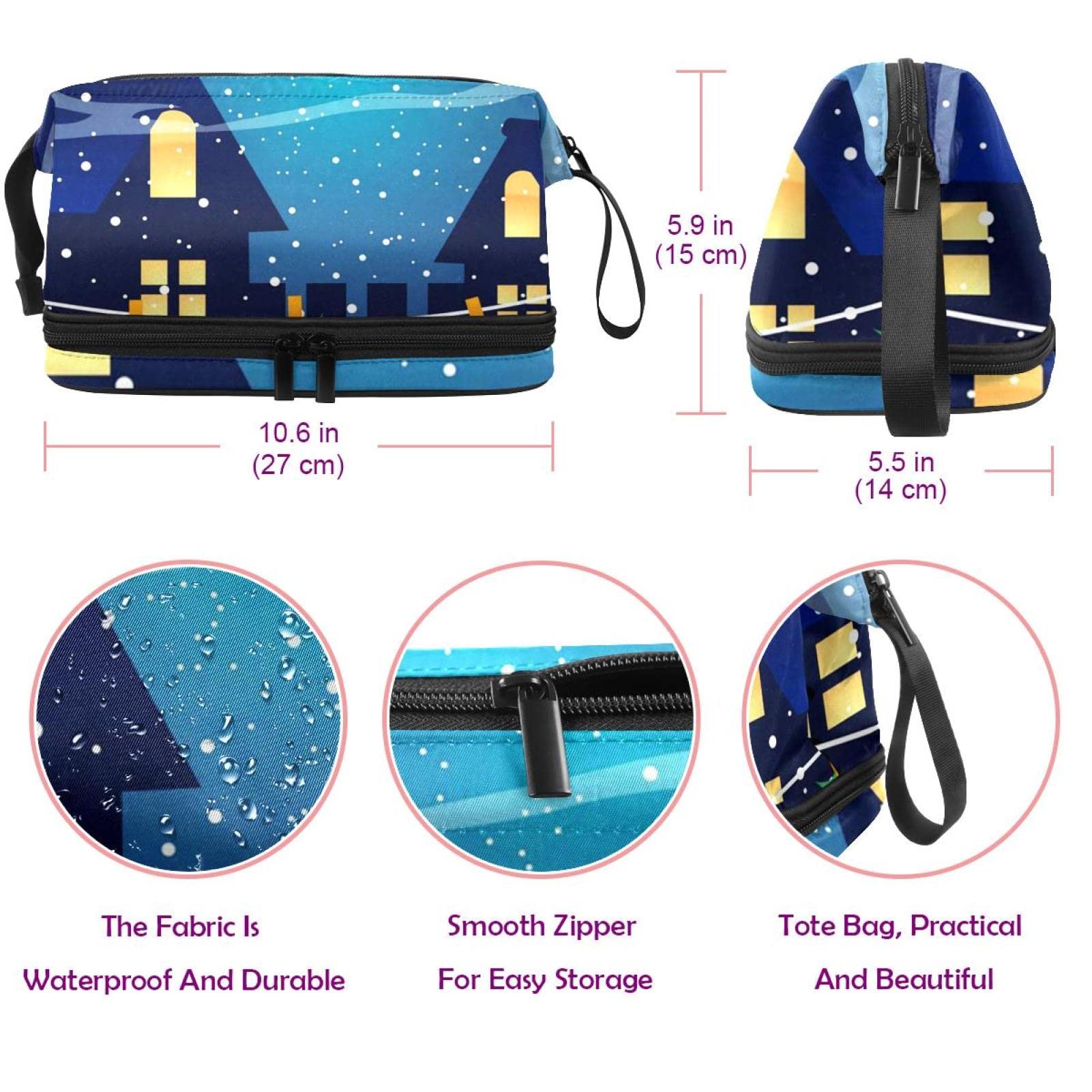 Large Makeup Bag for Travel - Waterproof Cosmetic Organizer with Moon & Stars Design, Women's Toiletry Bag for Daily Use & Vacation (Perfect for Makeup Storage, Gym Essentials & Weekend Getaways)